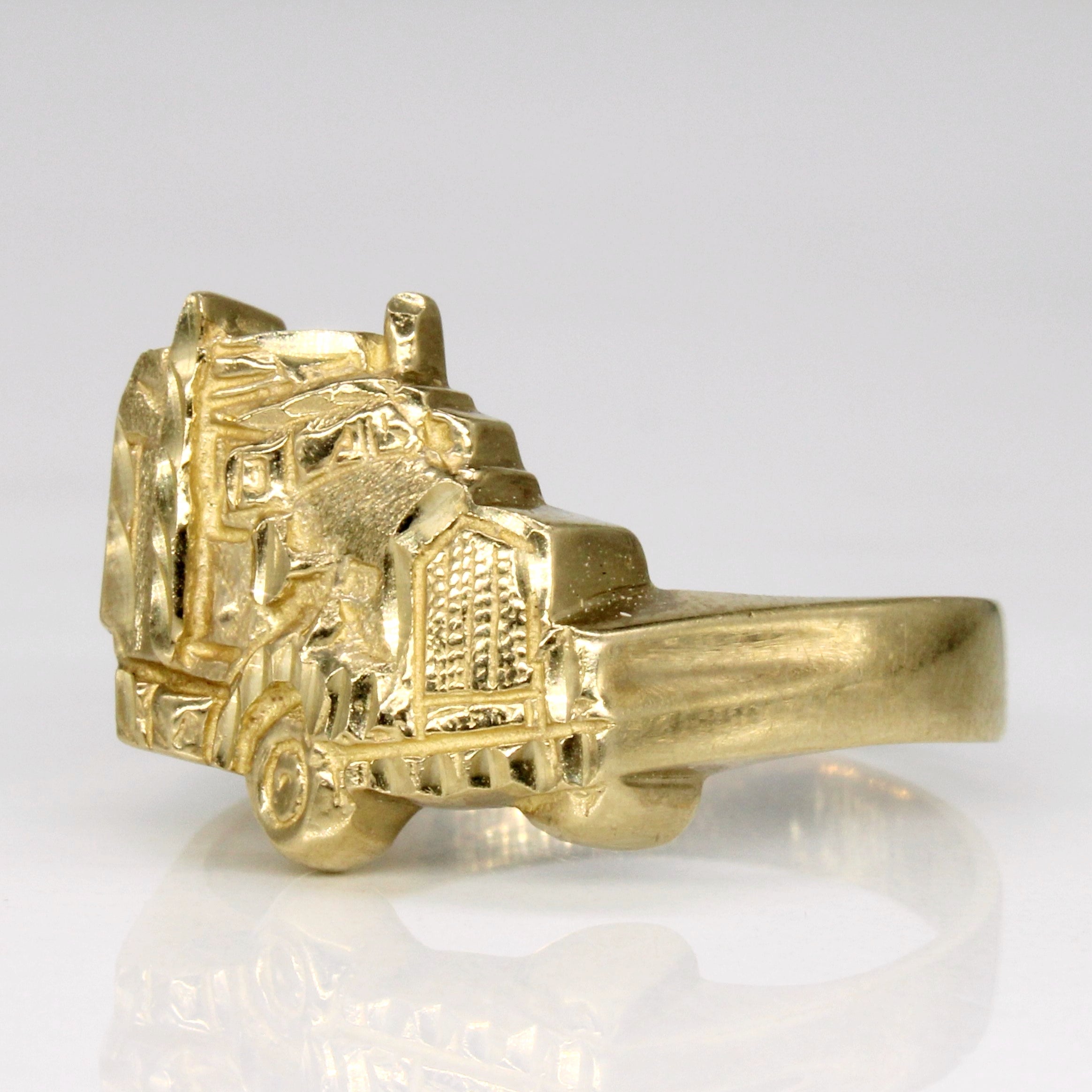 10K Yellow Gold Big Rig Ring for Men - Size 11.25 - Heavy Duty Trucker Jewelry - Perfect for Truck Drivers & Bikers - Durable & Stylish Men's Accessory