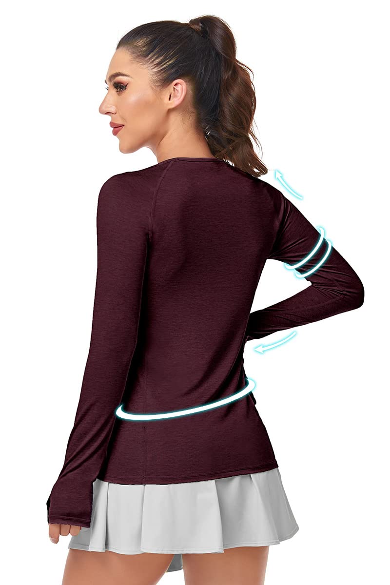 VUTRU Women's Long Sleeve Workout T-Shirt - UPF 50+ UV Sun Protection Yoga Running Shirt with Thumbholes for Cycling, Gym & Outdoor Sports | Moisture-Wicking Activewear for Hiking, Jogging & Fitness