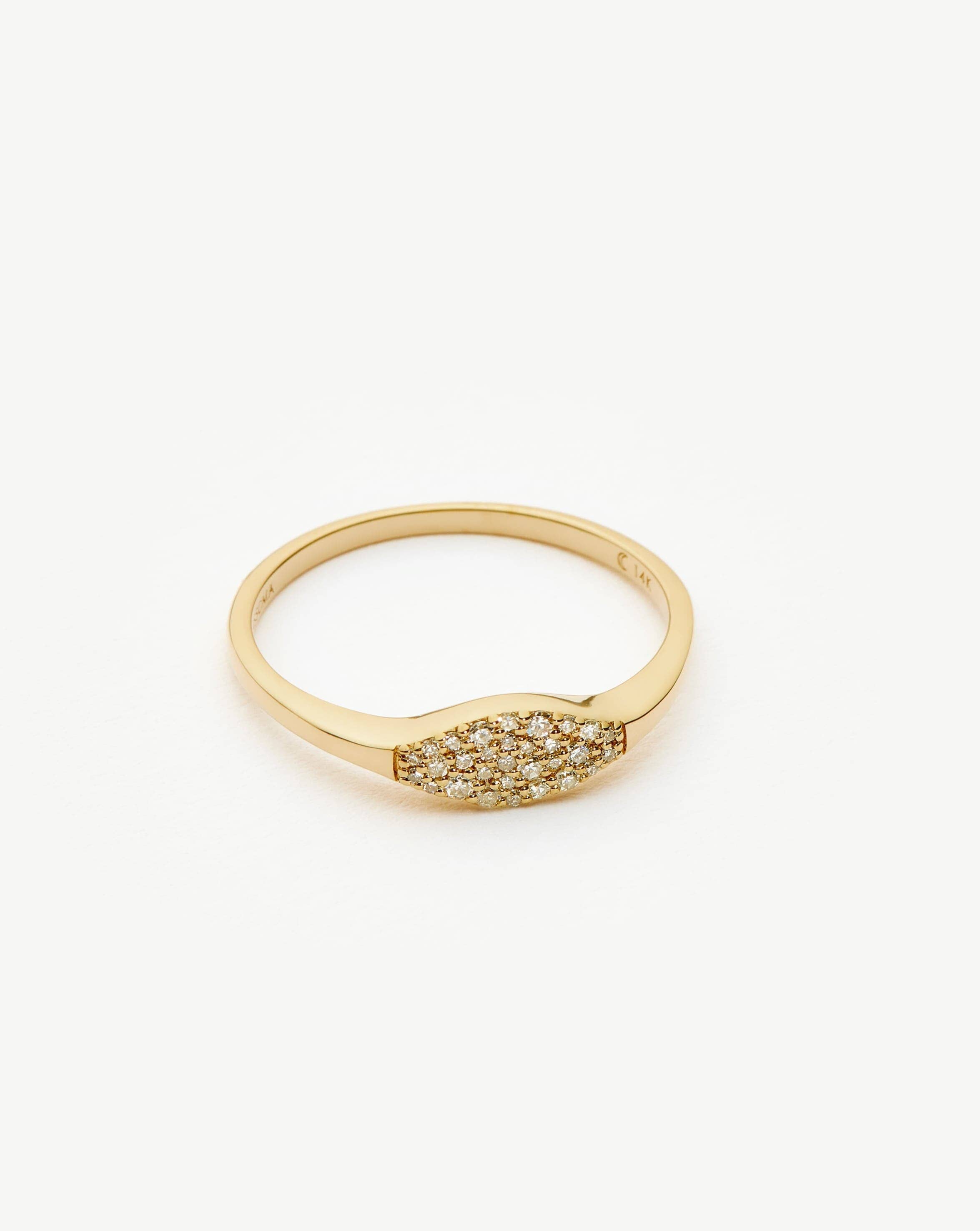 14K Solid Gold Diamond Signet Ring for Men & Women - Elegant & Durable Jewelry for Everyday Wear, Gifts & Special Occasions
