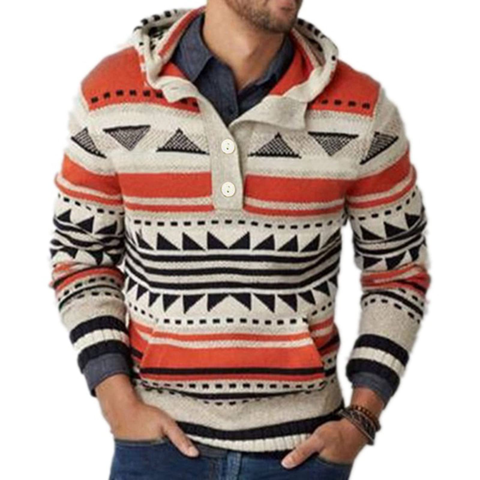 Men's Fall Winter Fashion Sweater - Loose Fit Large Size Mixed Color Pullover Sweater for Casual Wear & Layering