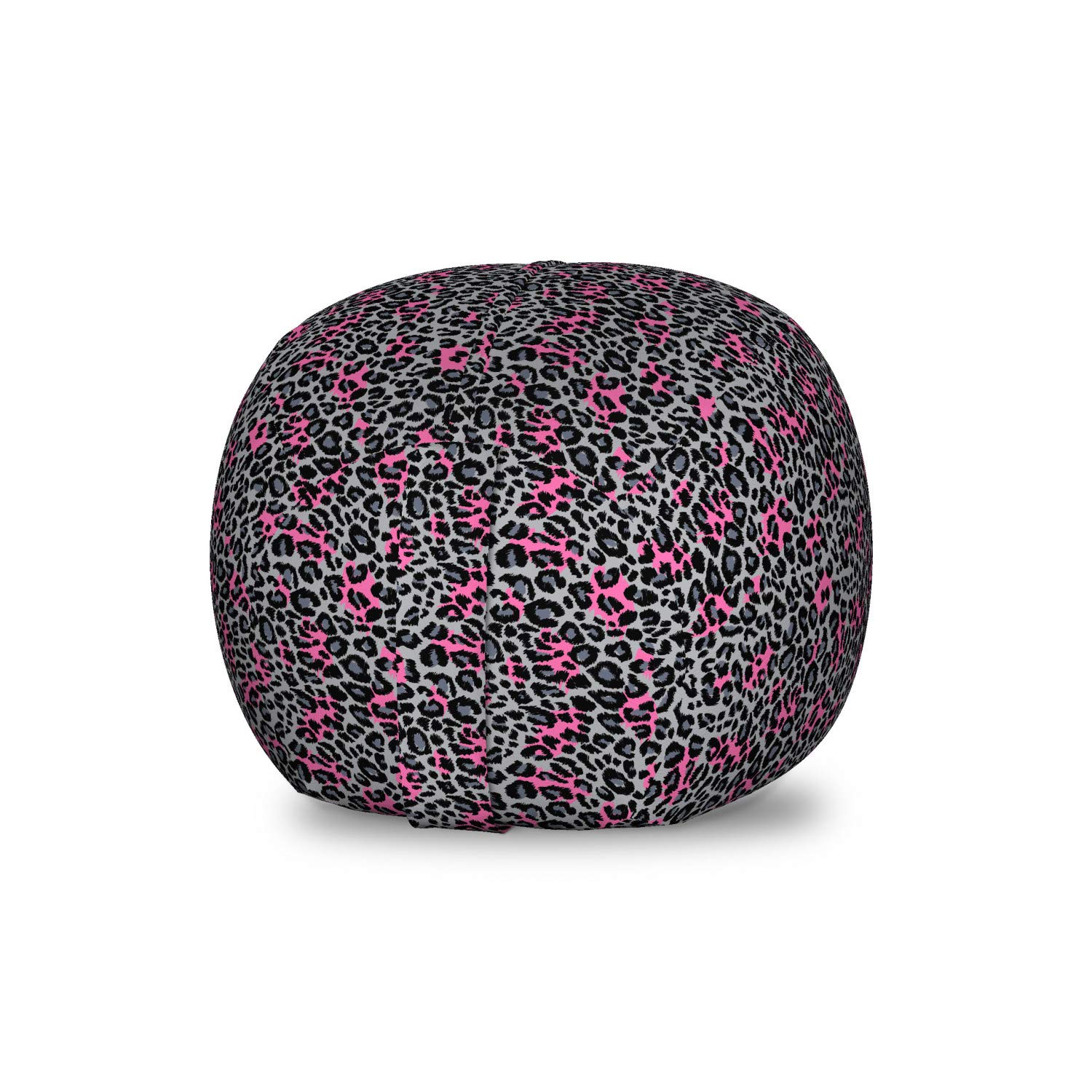 Ambesonne Leopard Print Storage Toy Bag Chair - Savannah Animal Pattern Organizer for Kids Room, Washable Stuffed Animal Storage in Pink Grey Black | Perfect for Playroom, Nursery & Bedroom Organization