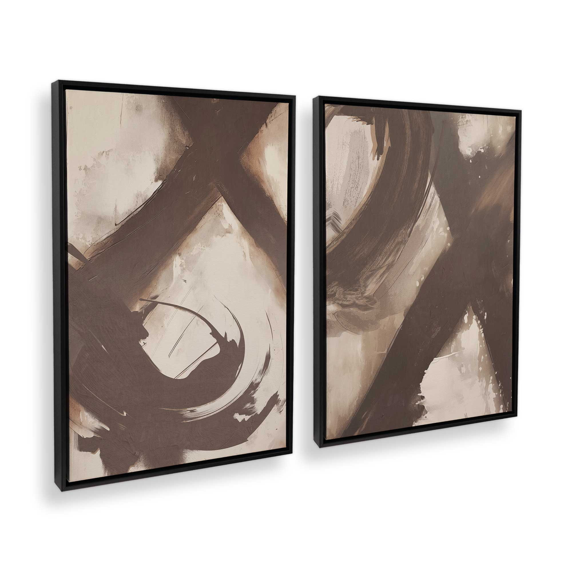 Abstract Sienna Swirl Canvas Wall Art - Set of 2 Modern Prints for Living Room & Bedroom Decor