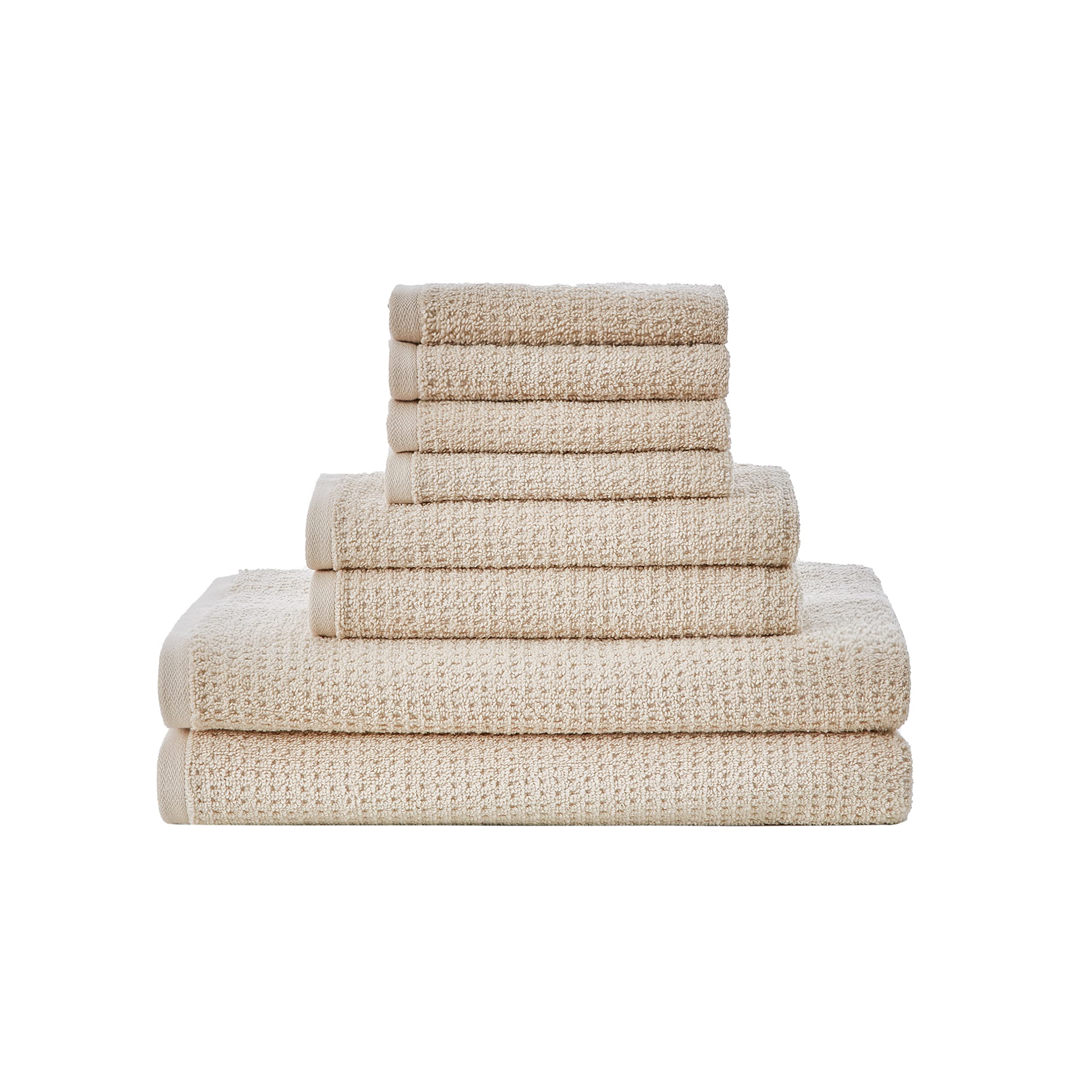 Nautica Luxury Bath Towels Set - 8-Piece Ultra Absorbent & Quick Dry Towels, Oeko-Tex Certified for Softness & Safety, Modern Bathroom Essentials (Oasis Beige) - Perfect for Spa, Hotel, and Home Use