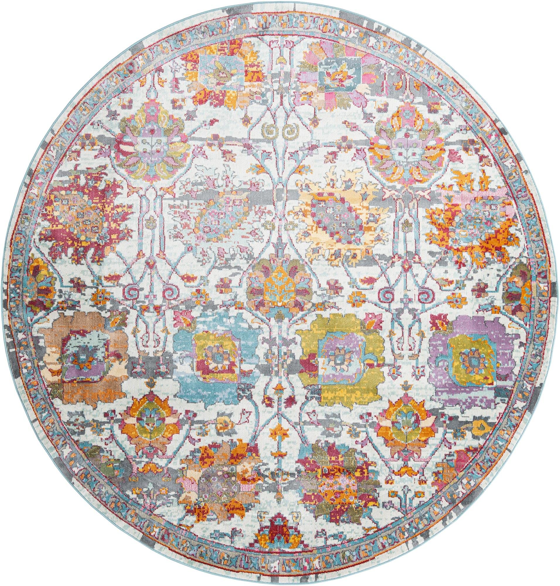 Paragon Collection 8 Ft Round Multi Medium-Pile Area Rug - Soft Kitchen & Dining Room Rug for Home Decor | Perfect for Living Spaces, Bedrooms & Entryways