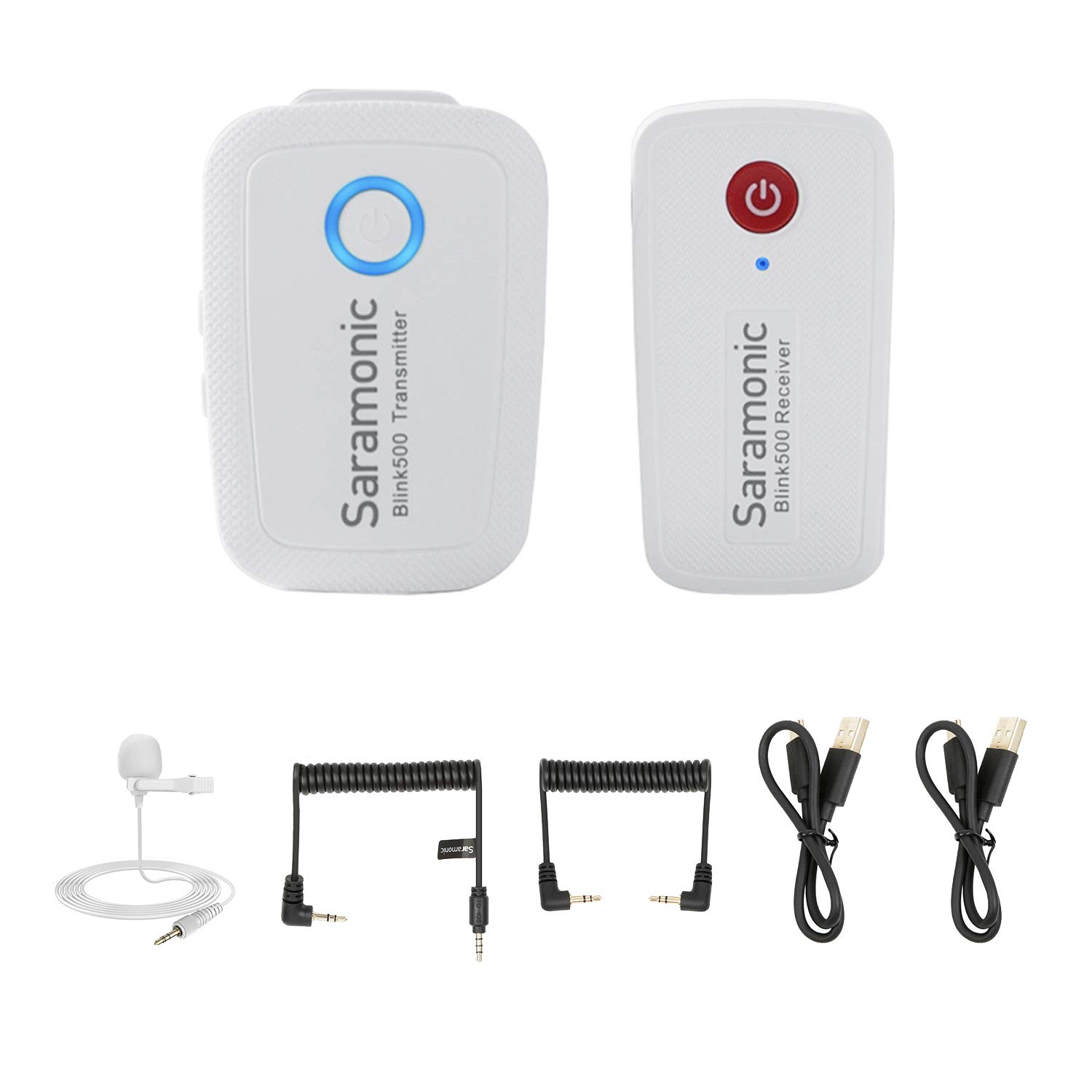 Saramonic Blink500 2.4GHz Dual-Channel Wireless Lavalier Microphone System for DSLR, Mirrorless Cameras, iPhone, Android - Compact & Noise-Reduction for Vlogging, Interviews, YouTube Videos (White)