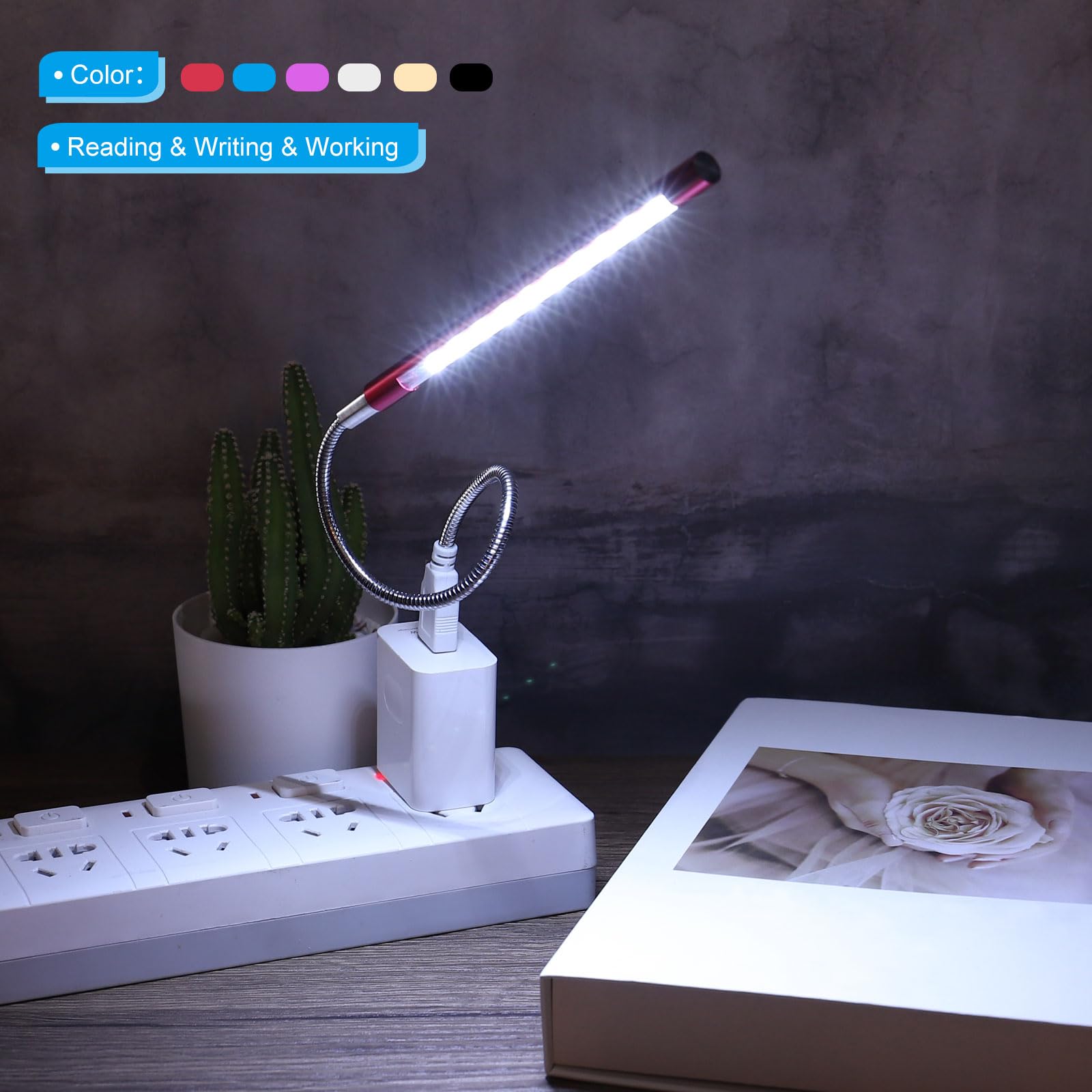 PATIKIL USB LED Keyboard Light - Flexible Gooseneck Lamp with 10 Bright Beads for Laptop, PC, Gaming & Office Use - Blue Backlight for Night Typing & Work