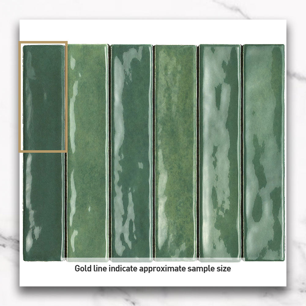 Premium Marrakesh Green 250x50mm Zellige Glossy Subway Tile - Perfect for Kitchen Backsplash, Bathroom Walls & Modern Interior Design