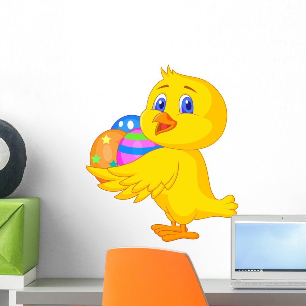Cute Chicken Cartoon with Easter Egg Peel and Stick Wall Decals - 18