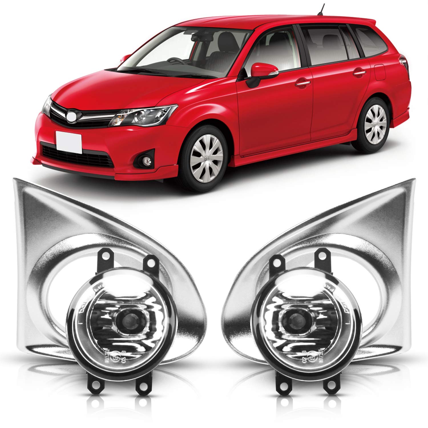 DLAA Silver Front Fog Lights Compatible with Toyota Corolla Axio 2013-2015 - 1 Pair Fog Lamp Set for Improved Night Driving & Bad Weather Visibility