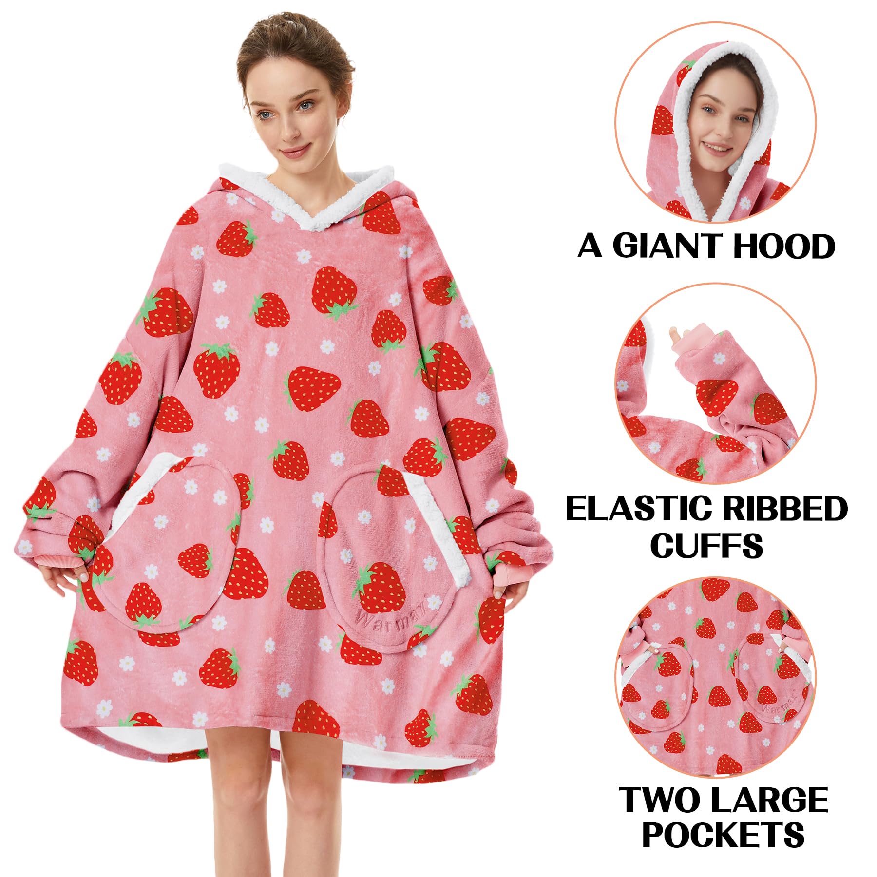 Zando Wearable Blanket Hoodie for Kids & Adults - Oversized Sherpa Fleece Sweatshirt | Comfy Gift for Movie Nights, Camping & Lounge Wear