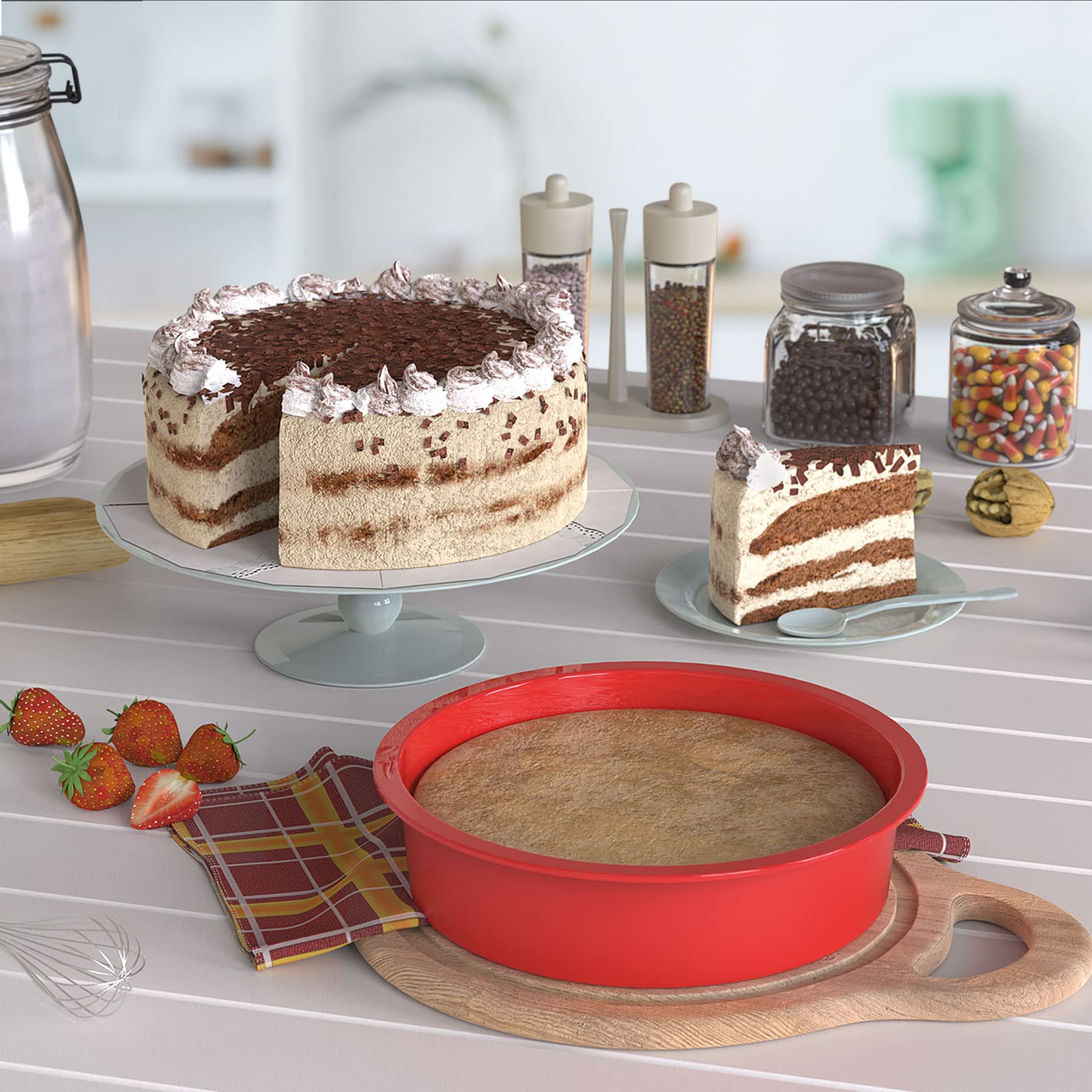 2-Pack 10 Inch Round Silicone Cake Pans - Nonstick & Quick Release Baking Molds for Layer Cakes, Cheesecakes, Rainbow Cakes - Perfect for Home Baking, Birthday Parties & Holiday Desserts