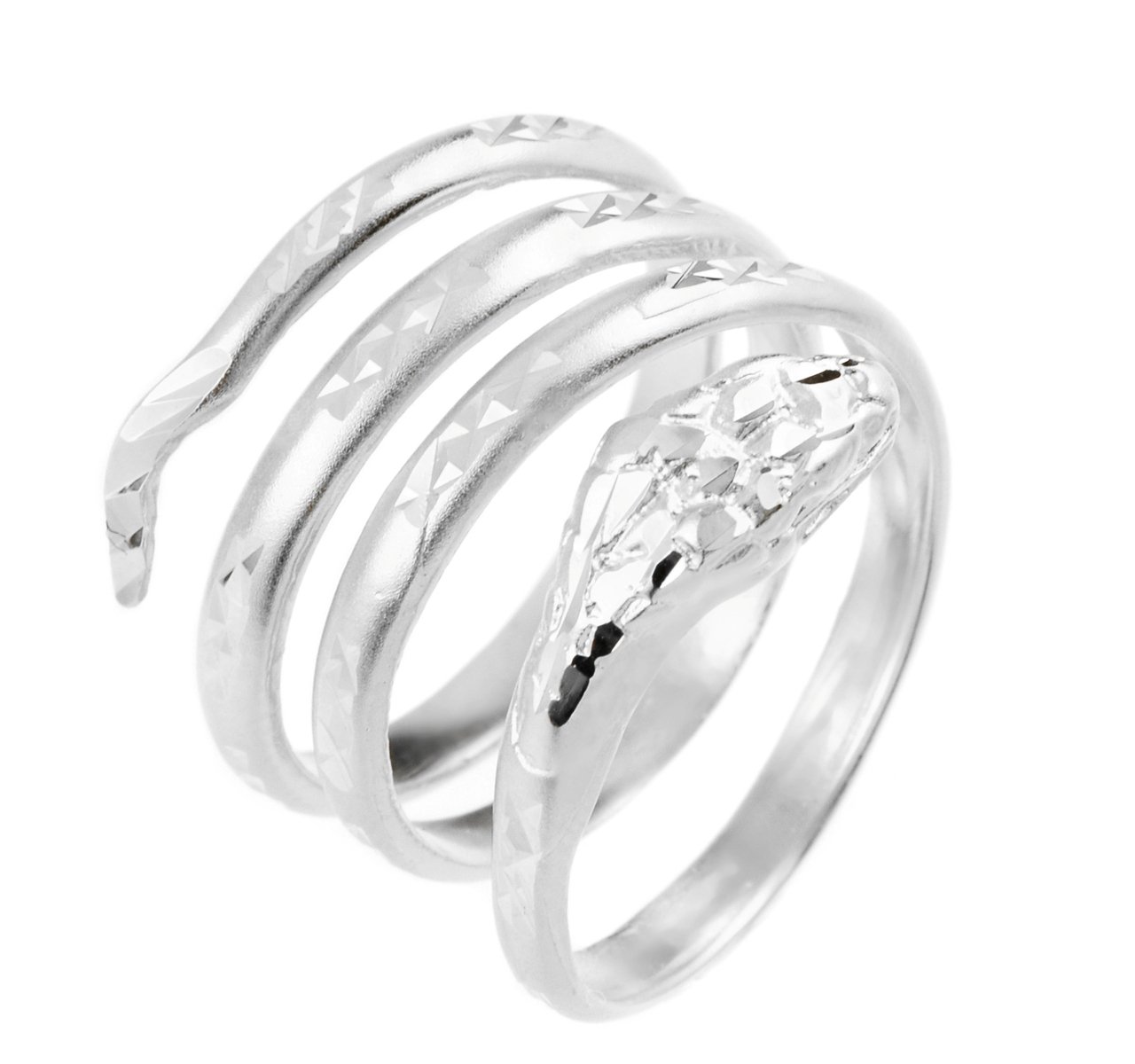 10k White Gold High Polish Coil Wrap Snake Ring for Women - Elegant Jewelry Gift for Parties, Weddings & Everyday Wear