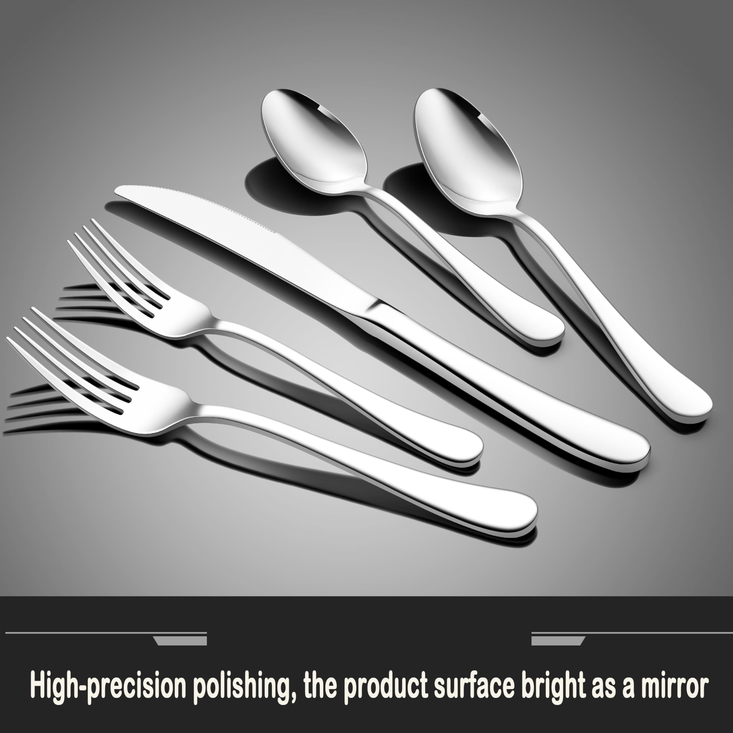 Premium 40-Piece Stainless Steel Silverware Set - Heavy Duty Knives, Forks & Spoons for 8 Place Settings - Mirror Polished Dishwasher Safe Flatware for Home, Restaurant & Catering - Elegant Dining & Entertaining Essentials