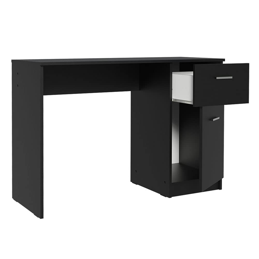 Compact 43 Inch Computer Desk for Small Spaces - Ergonomic Home Office Study Table with Storage Drawer, Perfect for Student Laptop Workstation & Modern Gaming Setup - Black