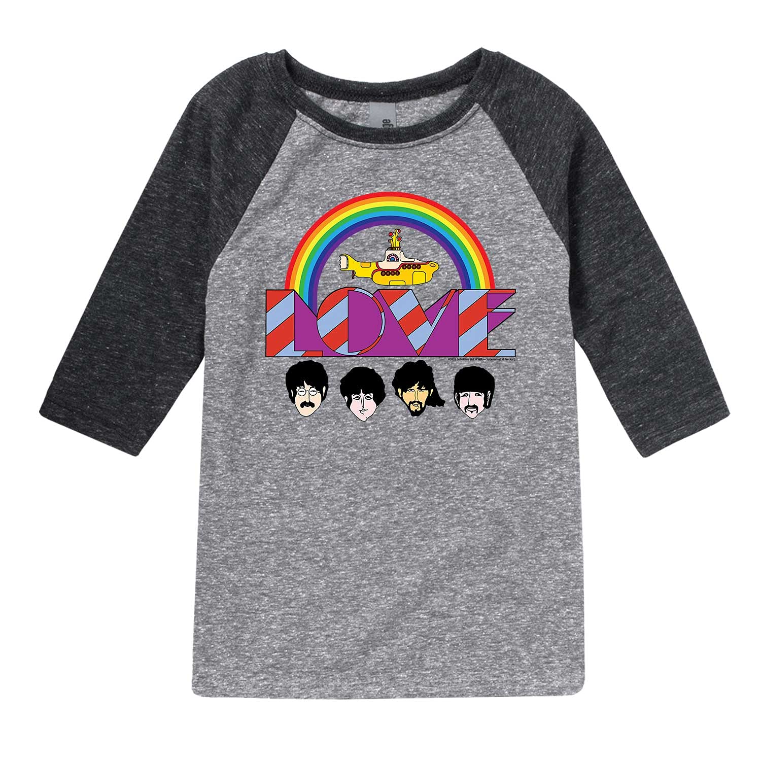 The Beatles Love Yellow Submarine Raglan T-Shirt for Toddler & Youth | Soft Cotton Blend | Music Band Tee for Kids & Teens | Perfect for Concerts, School & Casual Wear