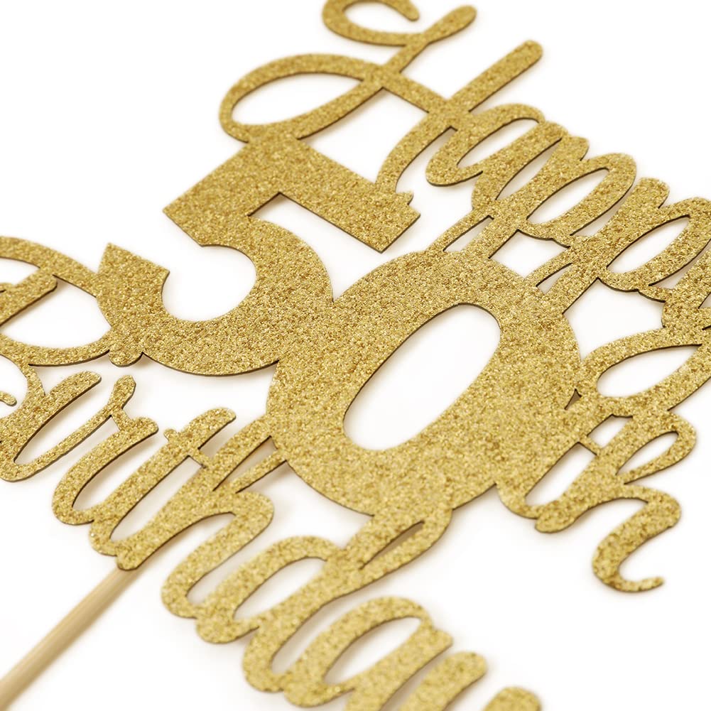 50th Birthday Cake Topper - Elegant Gold 50 Cake Topper for Anniversary & Party Decorations | Perfect for Milestone Celebrations, Retirement Parties & Golden Jubilee Events
