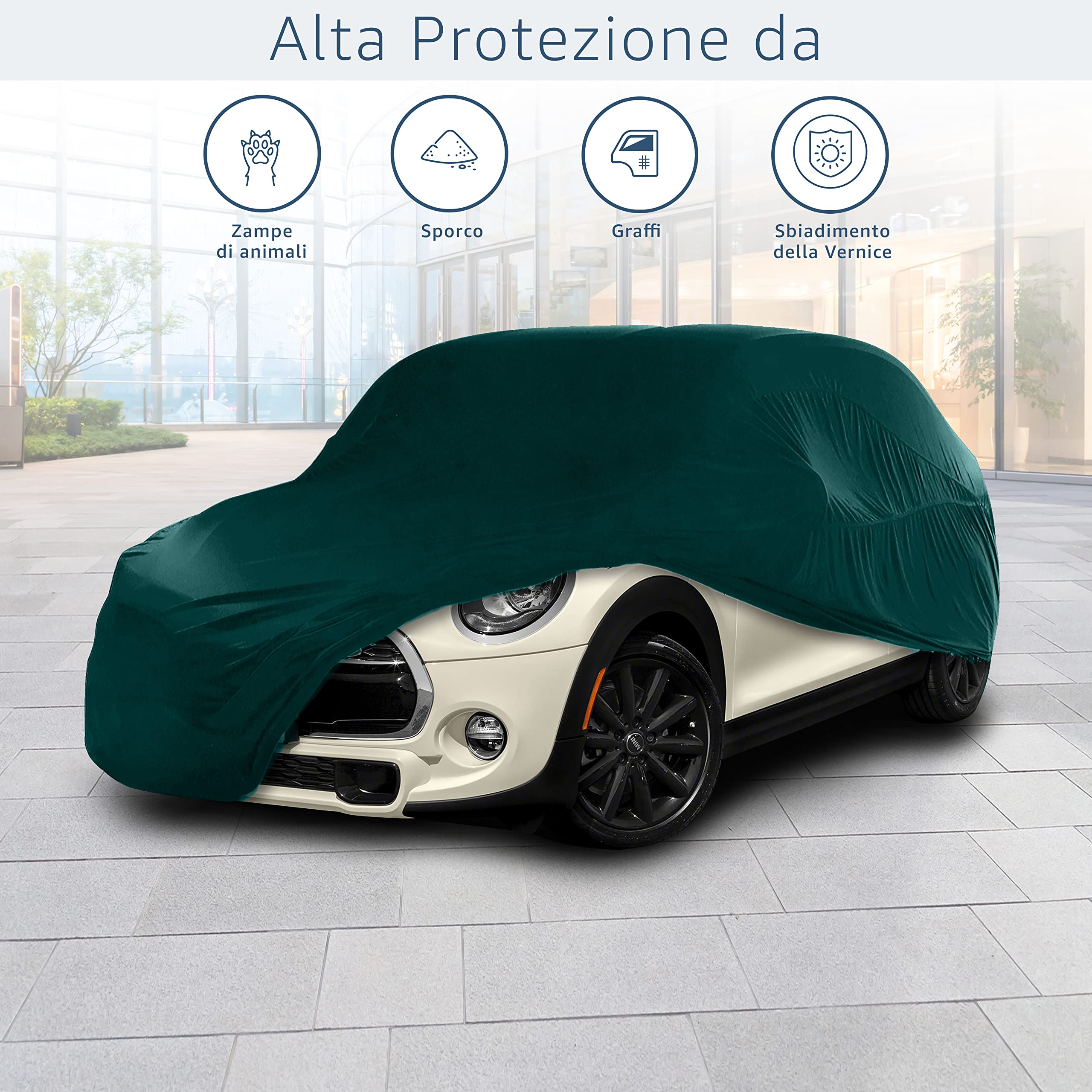 Cosmos Indoor Garage Car Cover Small Green 10354 - Waterproof Dustproof Vehicle Protection for Compact Cars, Sedans & SUVs - Perfect for Home Garage, Storage & Long-Term Parking