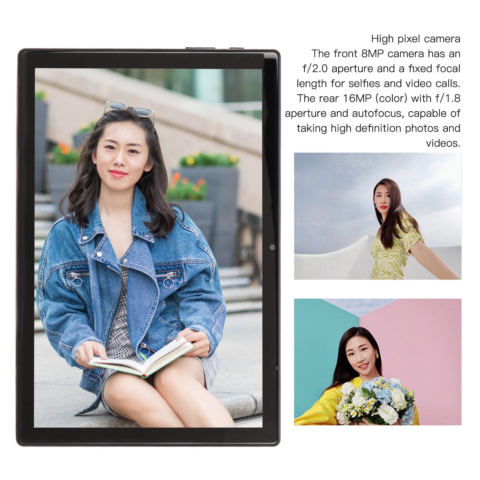 SHYEKYO 10.1 Inch Android 13.0 Tablet - 12GB RAM 512GB Storage Dual SIM Card Support for Work & Entertainment (Gold) | Perfect for Video Streaming, Online Classes & Business Meetings