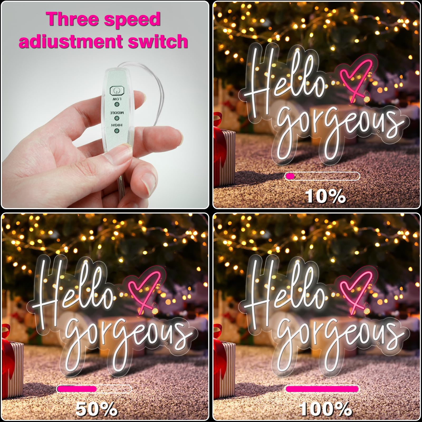 Hello Gorgeous Neon Sign Light - Custom Wall Art Decor for Home, Bar, Pub & Club | Unique Gift for Christmas & Parties | Perfect for Bedroom, Living Room & Rave Decorations