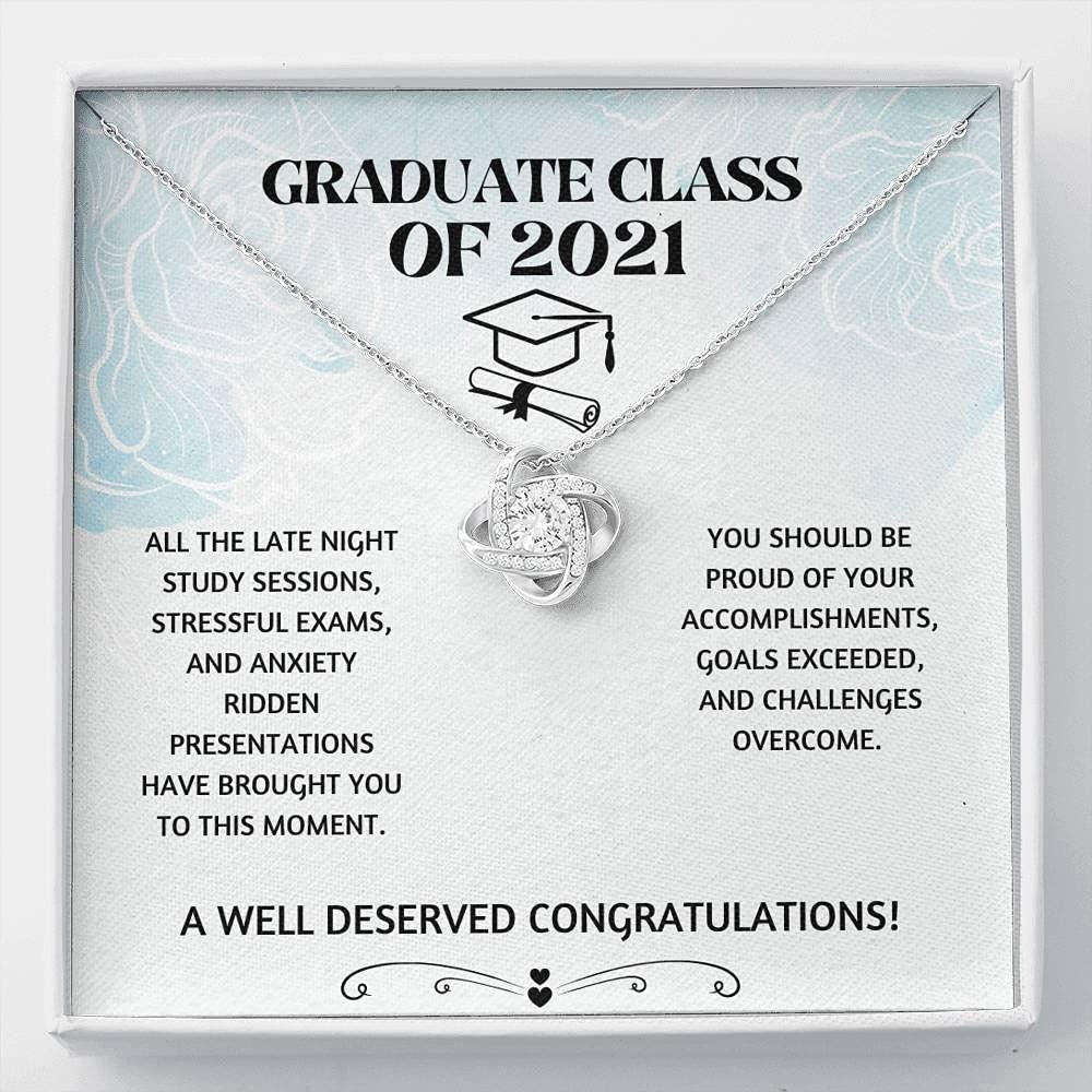 Personalized Love Knot Necklace - Inspirational Graduation Gift for 2024 with 'Goals Exceeded' Engraving | Perfect Senior Graduate Present for Ceremony & Celebrations | Jewelry Gift Ideas for Women & Teens