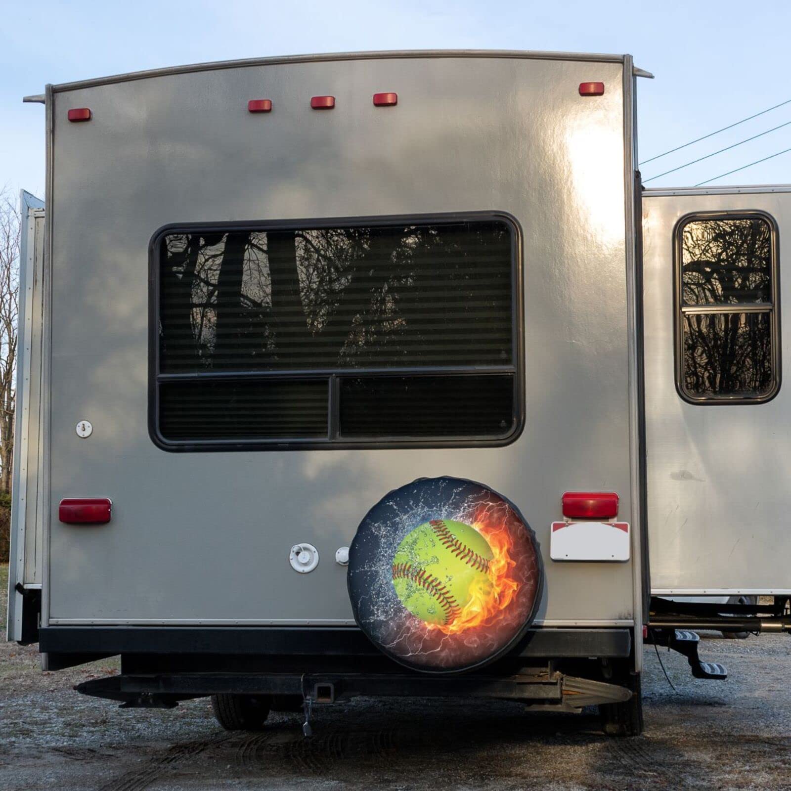 Foruidea 15 Inch Fire Softball Spare Tire Cover - Dust-Proof Wheel Protector for Trailers, RVs, SUVs & Vehicles | Perfect for Outdoor Adventures & Road Trips