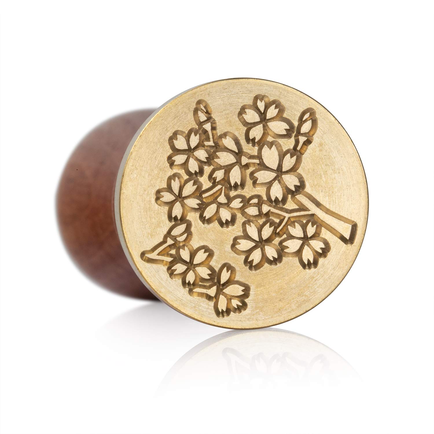 Mceal Wax Seal Stamp - Silver Brass Cherry Blossom Design with Wooden Handle for Wedding Invitations, Letters & DIY Crafts