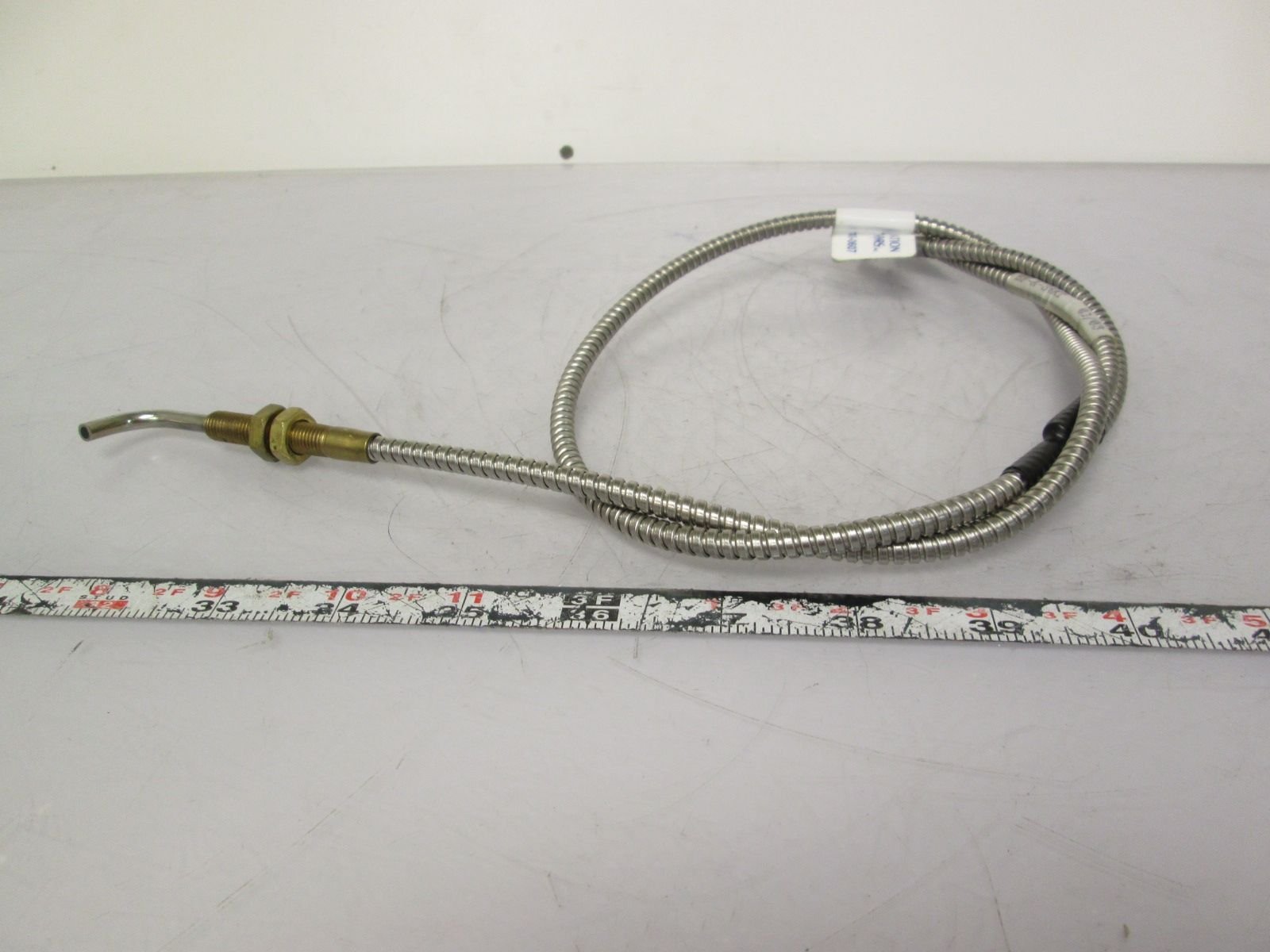 TRI-TRONICS BF-A-36RT 0.125 Inch Diameter Bifurcated Fiber Optic Light Guide - 36 Inch Cable, Right Angle Threaded 1.5 Inch Brass Head, Stainless Steel - Perfect for Medical, Industrial & Scientific Lighting Applications