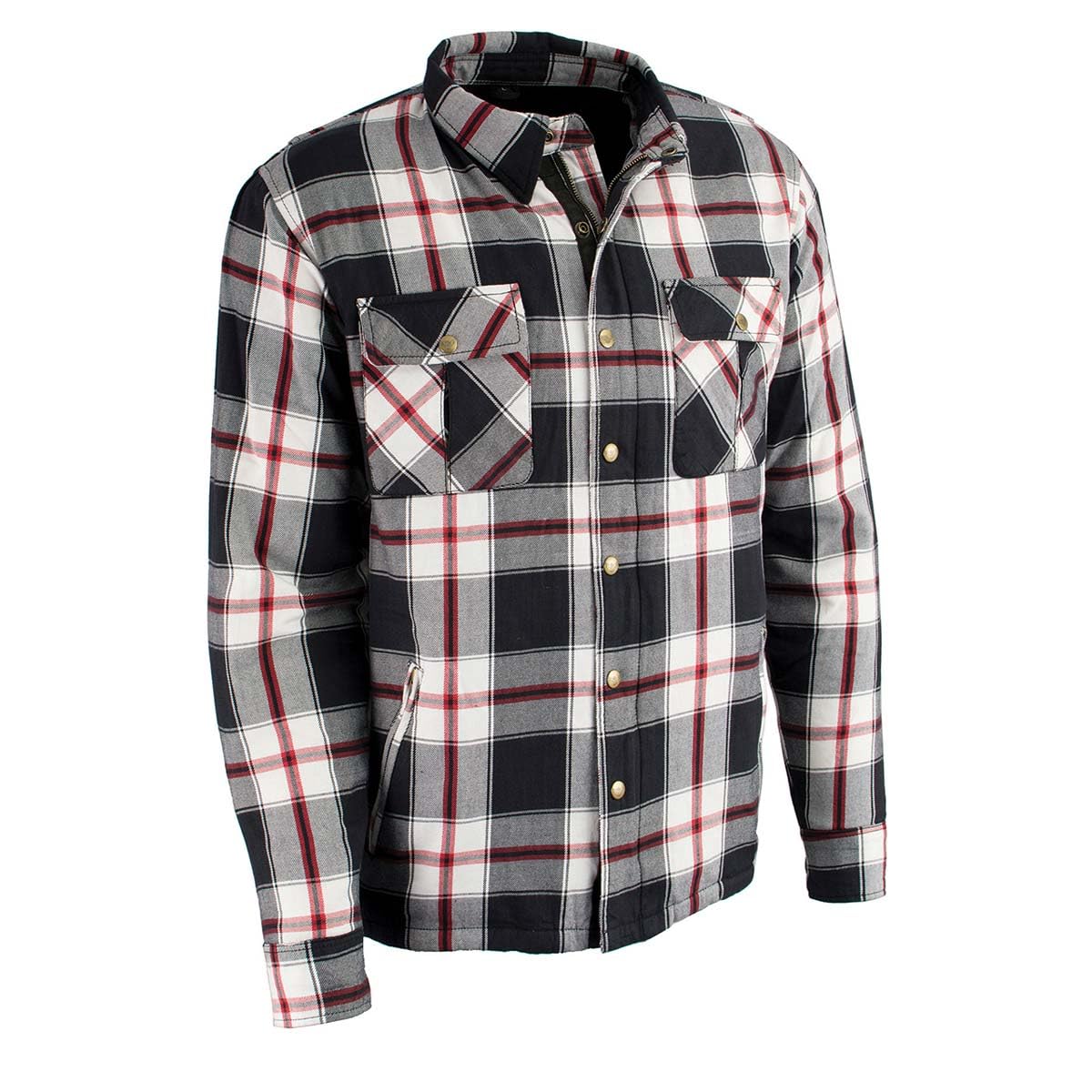 Milwaukee Leather MPM1635 Men's Plaid Flannel Biker Shirt with CE Approved Armor - Aramid Fiber Reinforced for Motorcycle Riding & Outdoor Adventures
