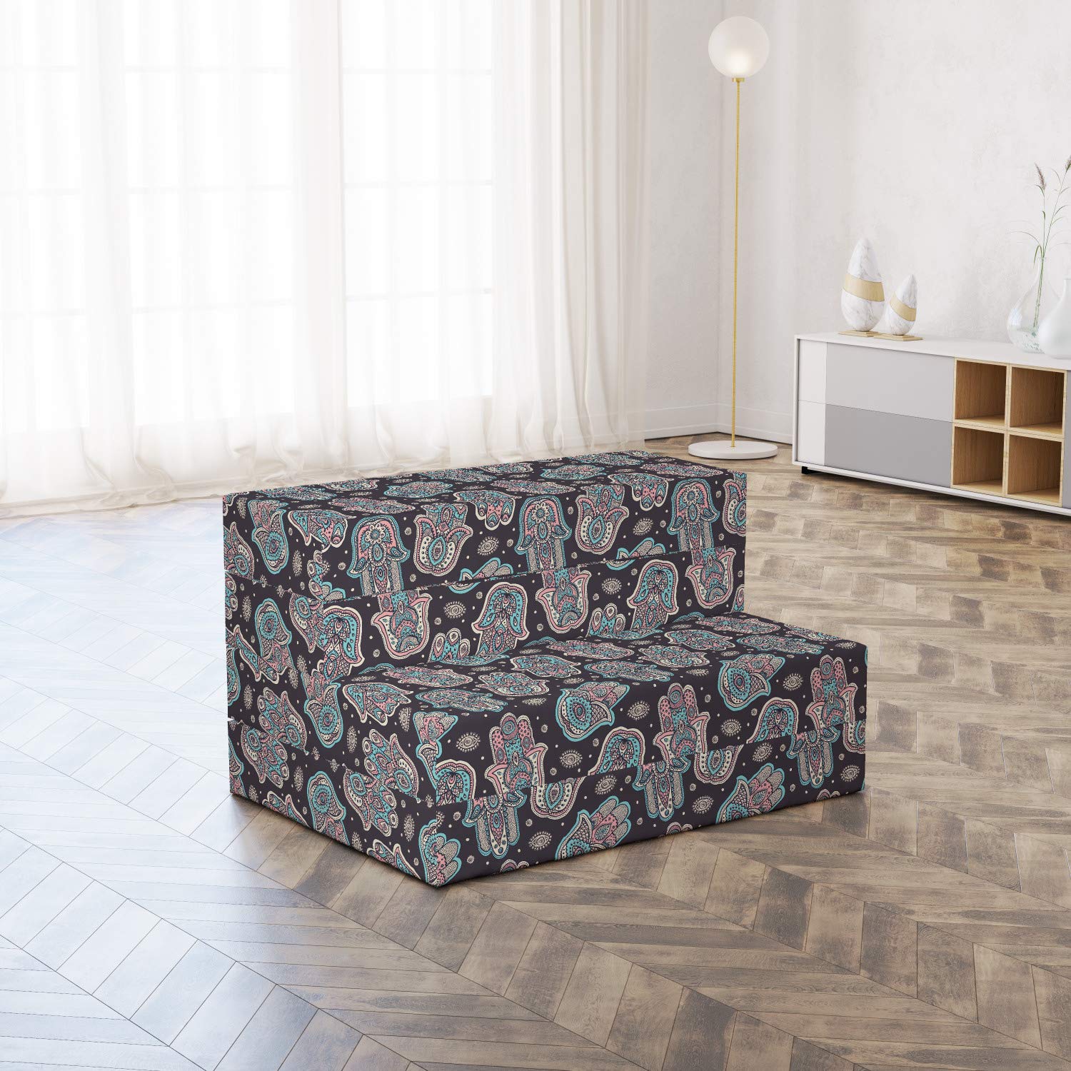 Ambesonne Traditional Foldable Mattress - Hamsa Hands Paisley Art Design, 74.8