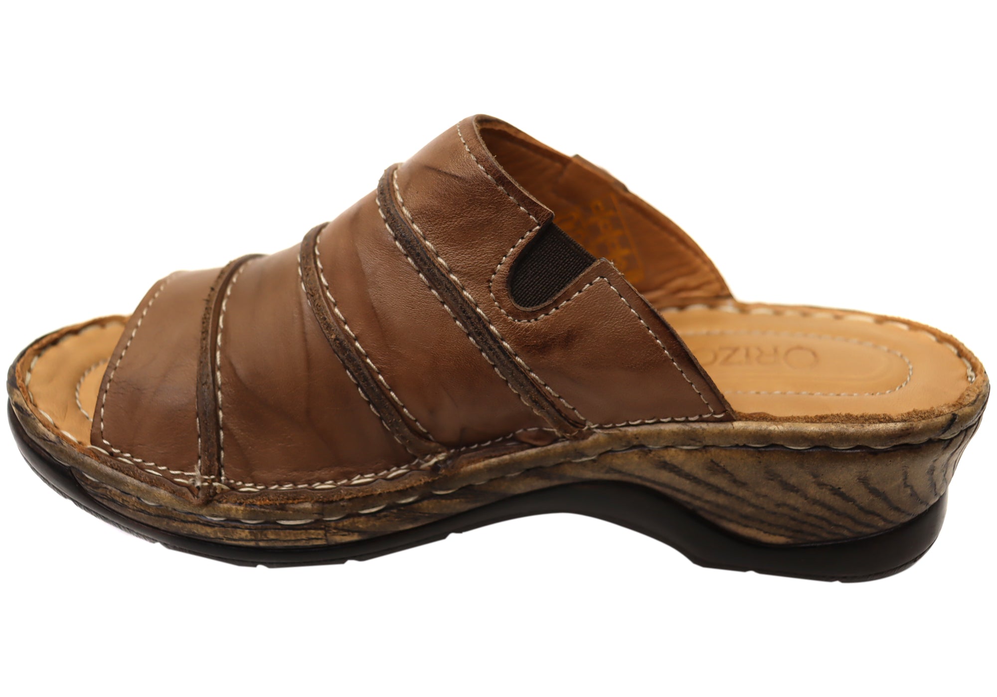 Orizonte Women's Comfortable Leather Slides Sandals - European Style Soft Sole Casual Shoes for Home, Beach & Travel