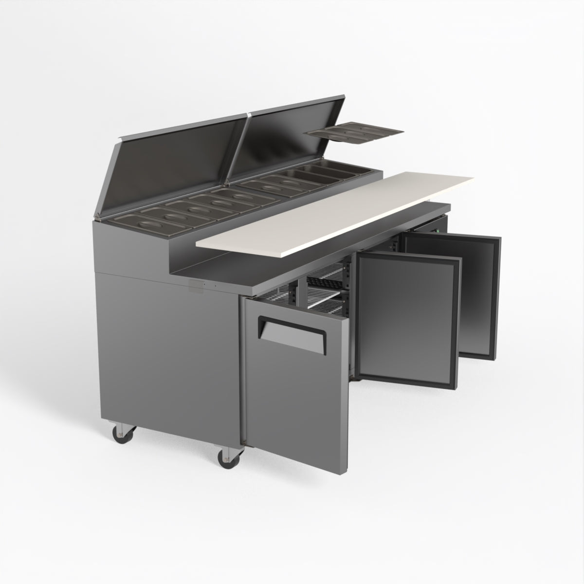 AG 3 Door Commercial Saladette Refrigerator - Holds 10 x 1/3 GN Trays - Perfect for Restaurants, Delis & Catering Businesses