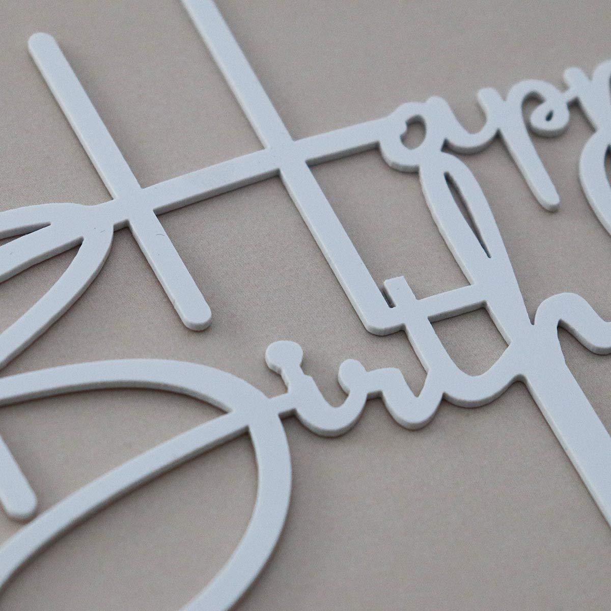 Elegant Off-White Acrylic Happy Birthday Cake Topper - Perfect for Birthday Party Decorations, Wedding Anniversaries & Special Celebrations