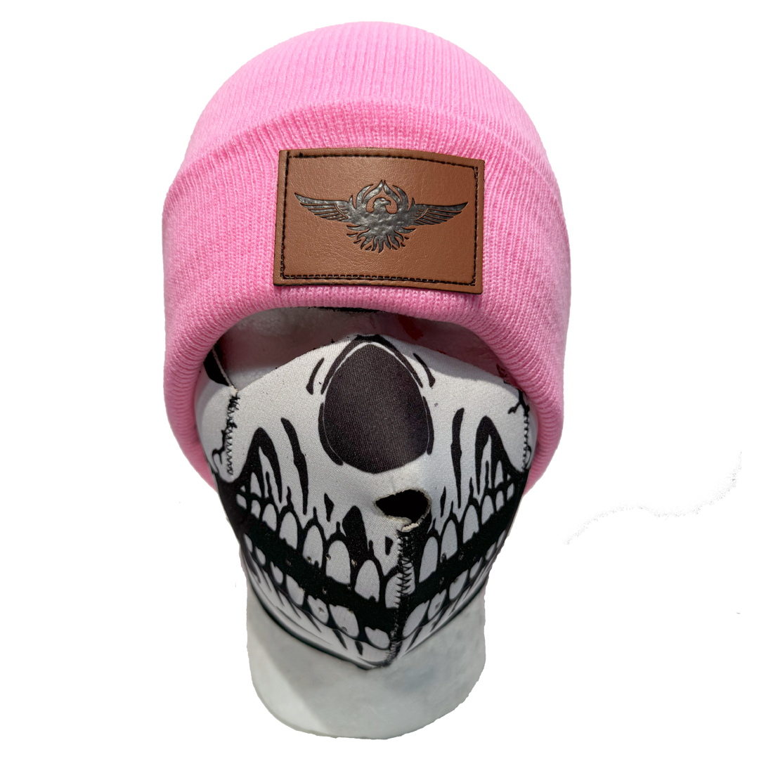 Eagle Leather Knit Beanie for Men & Women - Winter Warm Wool Blend Hat for Outdoor Activities, Hiking, and Casual Wear