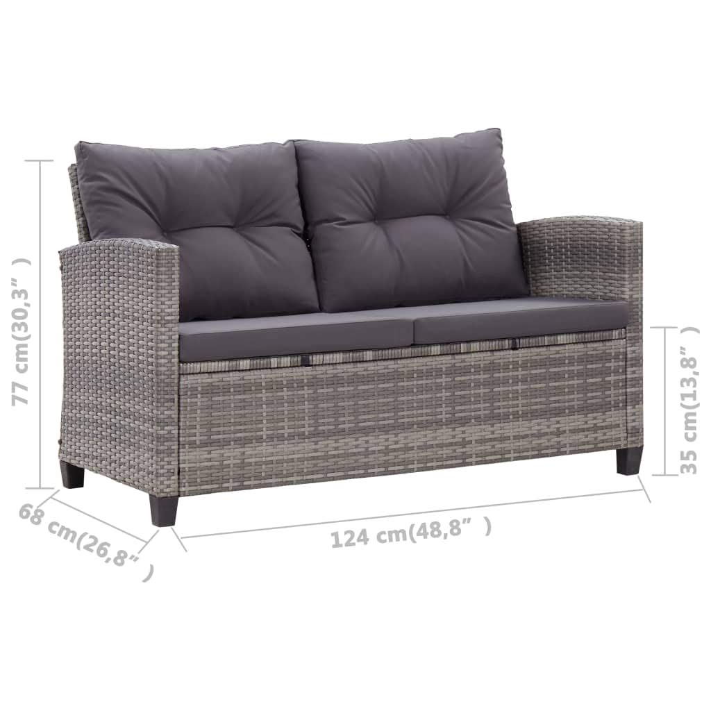2-Seater Outdoor Garden Sofa with Thick Padded Cushions & Deep Seating - Modern Poly Rattan Patio Furniture for Backyard, Deck or Balcony - Gray 48.8