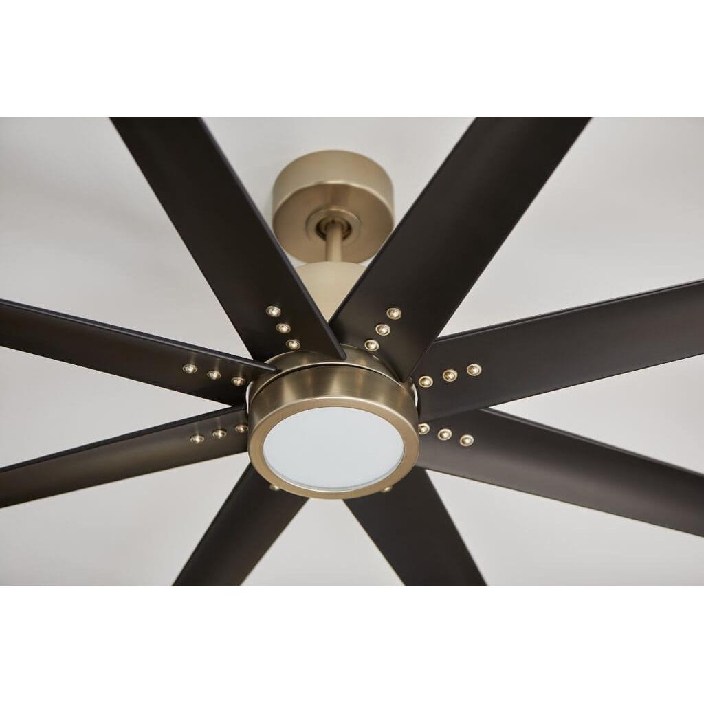 56 Inch 8-Blade Ceiling Fan with Remote Control - Aged Brass & Black Finish - Oxygen FLEET 3 112 40 - Perfect for Living Room, Bedroom, and Outdoor Spaces