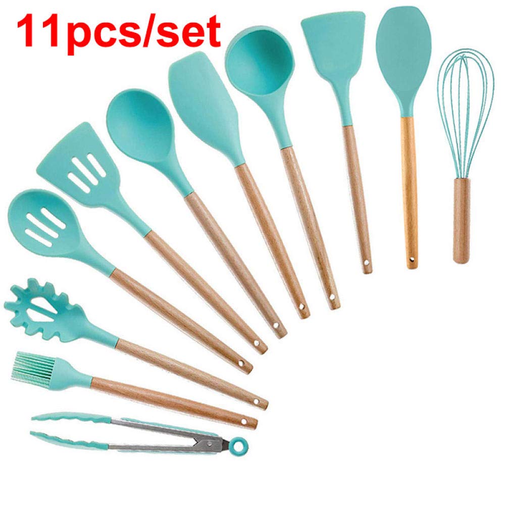 11-Piece Silicone Kitchen Utensil Set - Non-Stick Cooking Tools with Spatula & Spoon - Heat-Resistant Kitchenware for Baking, Frying & Everyday Cooking | Utensilios De Cocina Essentials