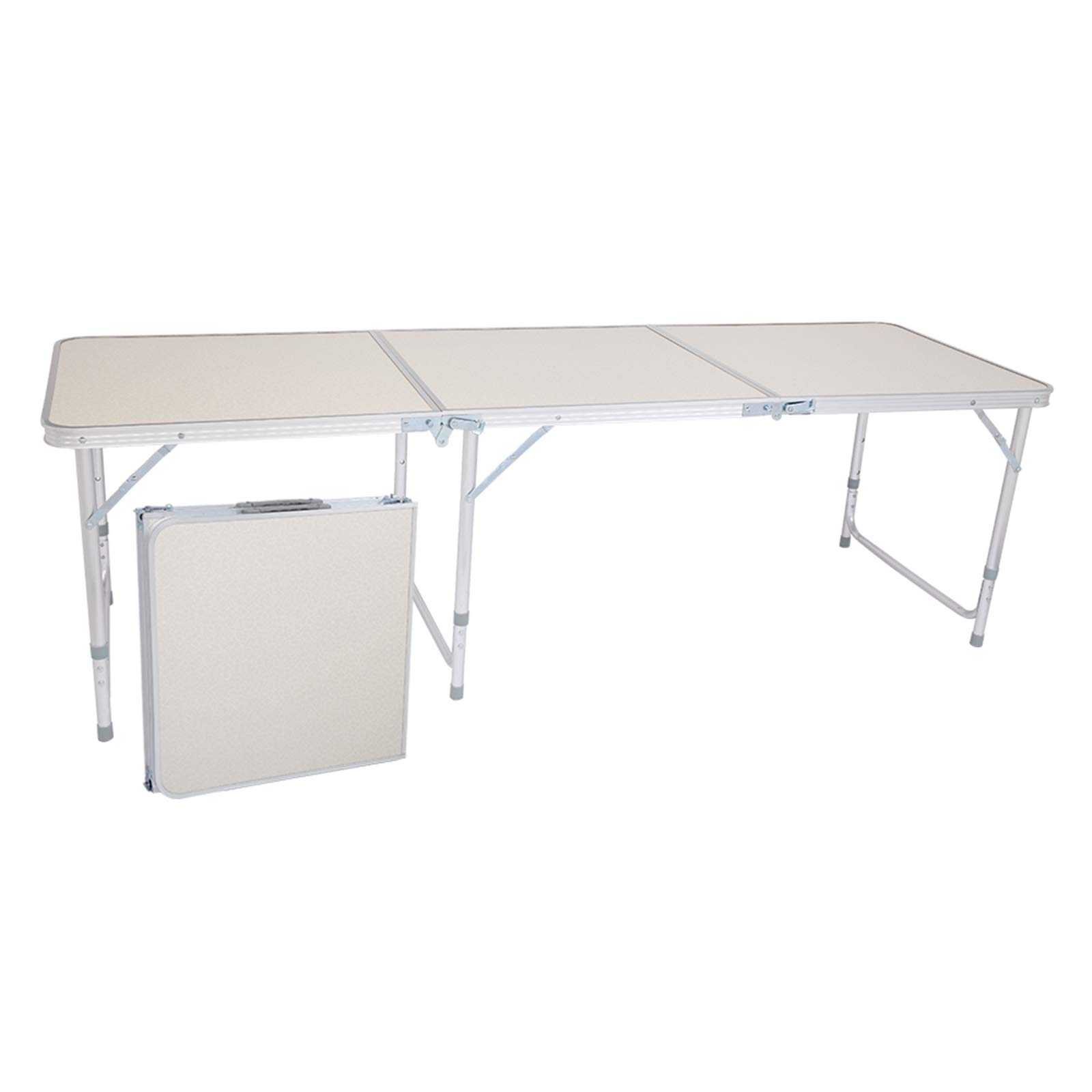 6FT Portable Folding Camping Table - Adjustable Height Aluminum Picnic Table (71