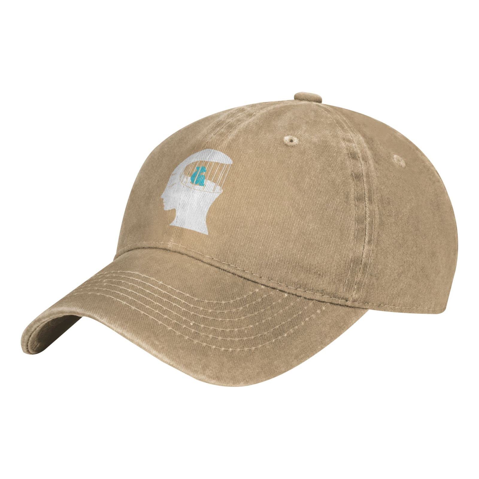 Prisoner Brain Captivity Thinking Hat - Women's Adjustable Cowboy Baseball Cap & Sun Hat - Deep Heather Trucker Hat for Outdoor Activities, Music Festivals & Casual Wear