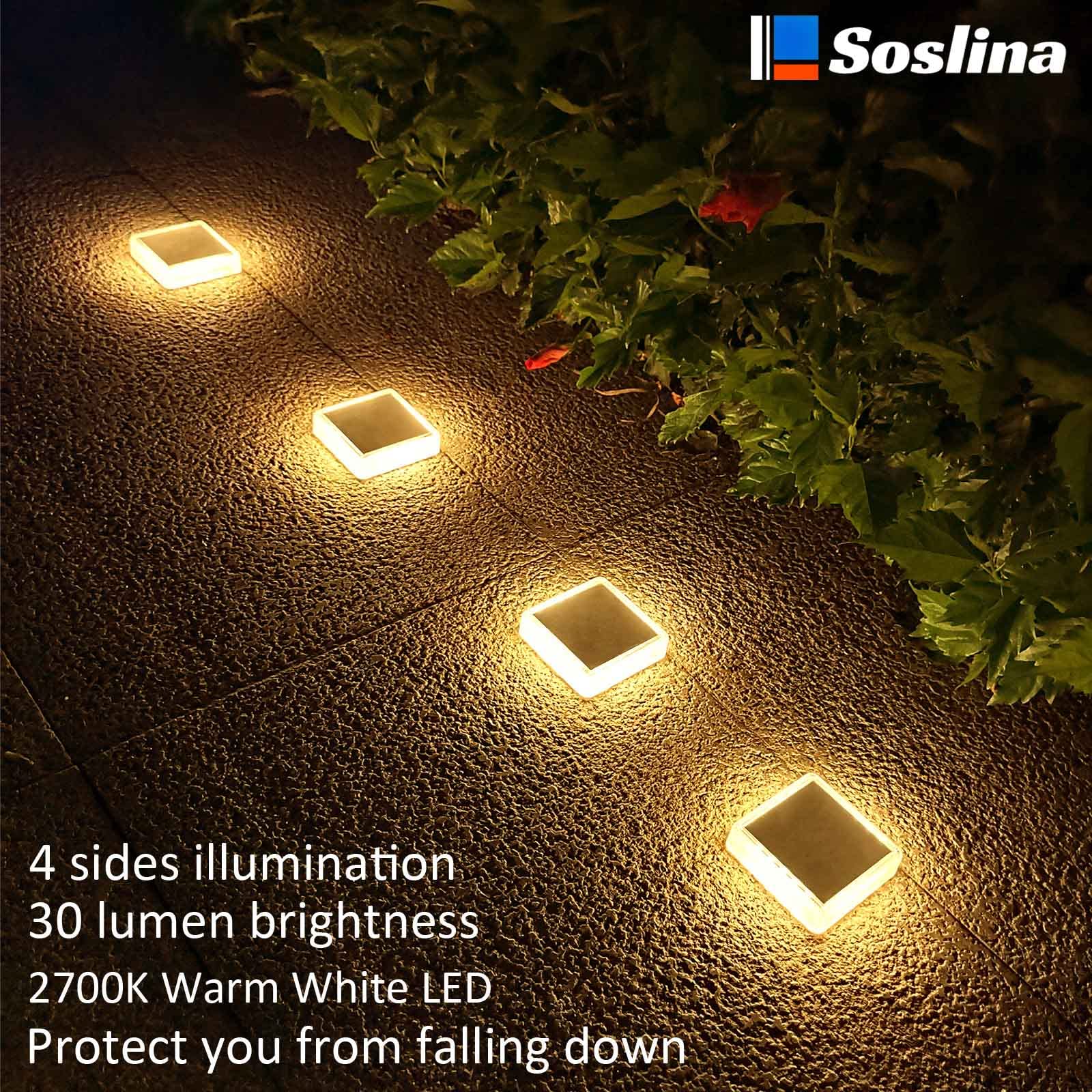 Solar Powered Deck Lights Outdoor Waterproof - 4 Pack Warm White Solar Stair & Step Lights with Auto ON/Off - Perfect for Garden, Patio, Pathway, Walkway, Driveway Lighting at Night