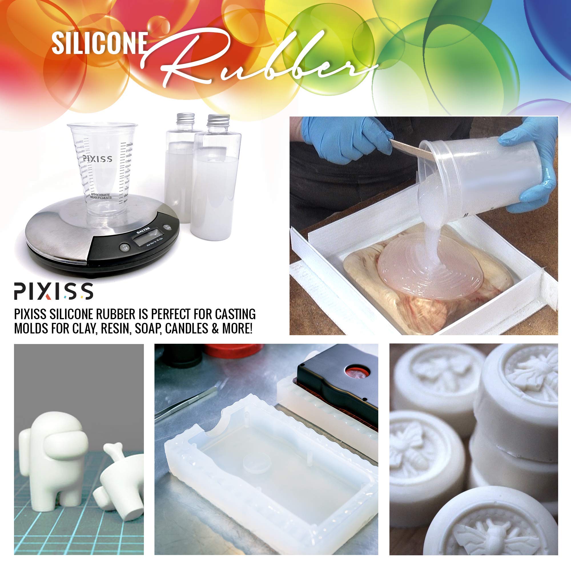 Premium Gallon Silicone Mold Making Kit - Bubble-Free Translucent Liquid Silicone Rubber for DIY Crafts, Resin Art & Concrete Casting - Includes 50-Pack 10oz Clear Plastic Epoxy Resin Mixing Cups (Great for Jewelry Making, Soap Molds & Home Decor Projects)