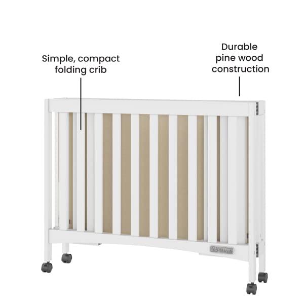 Child Craft London Mini Compact Folding Portable Crib with 2