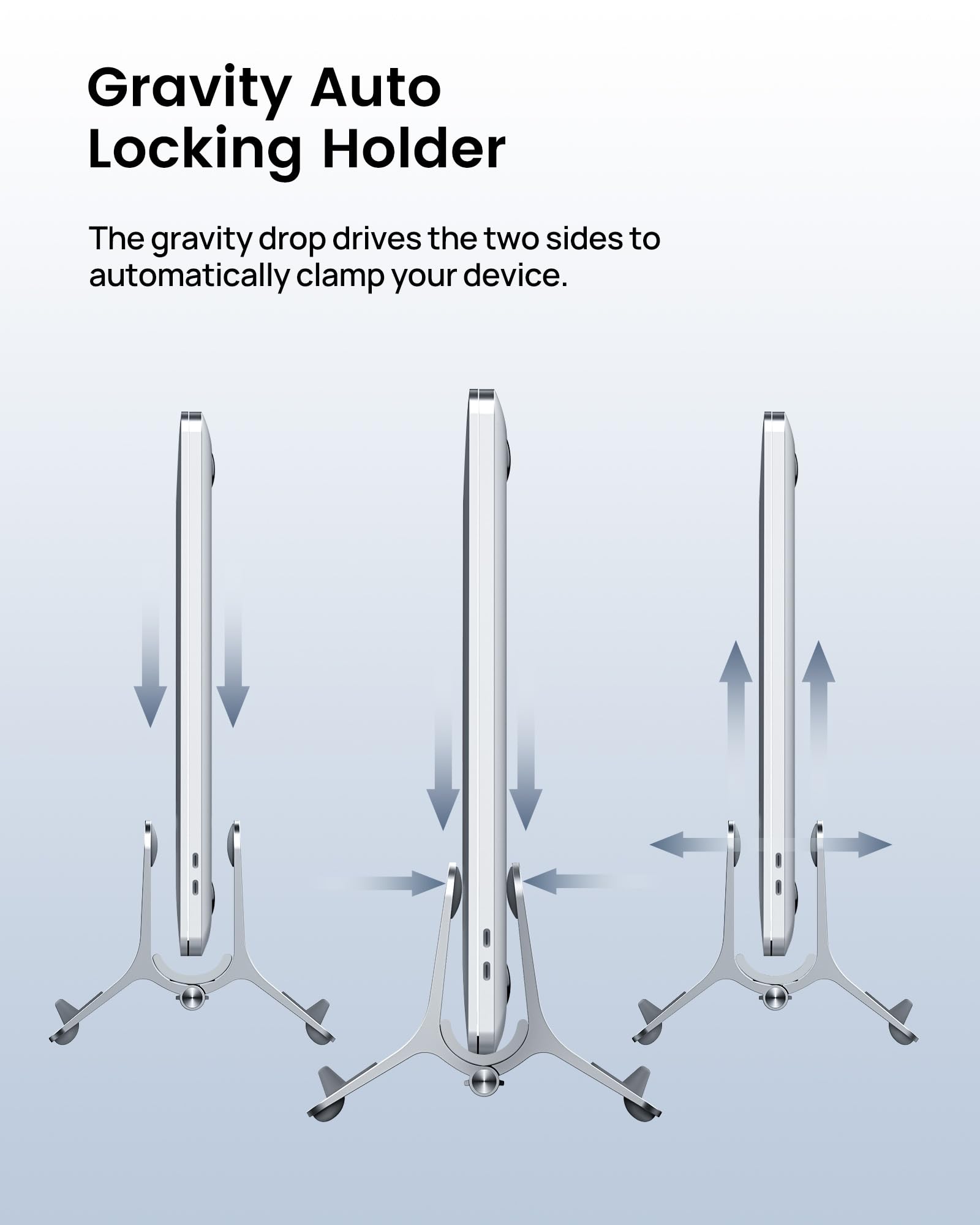SODI Vertical Laptop Stand for Desk - Aluminum Gravity Auto Lock MacBook Holder Dock | Compatible with MacBook Pro & Air (Silver) | Perfect for Home Office, Workspace & Desk Organization