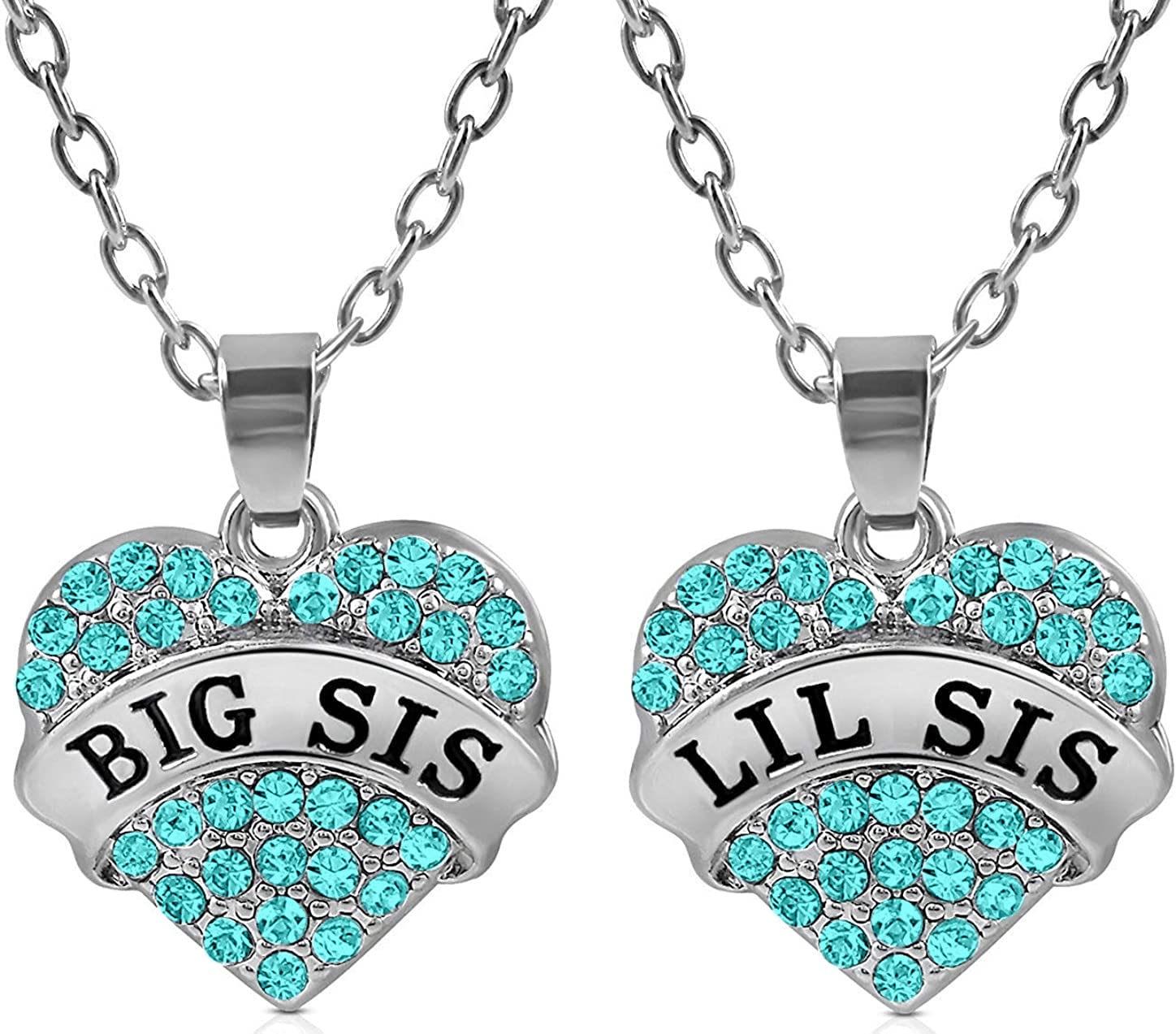 SheridanStar Big Sister & Little Sister Heart Necklace Gift Set of 2 - Christmas & Birthday Jewelry for Girls, Teens, Women - Perfect for Sibling Bonding, Anniversaries & Special Occasions
