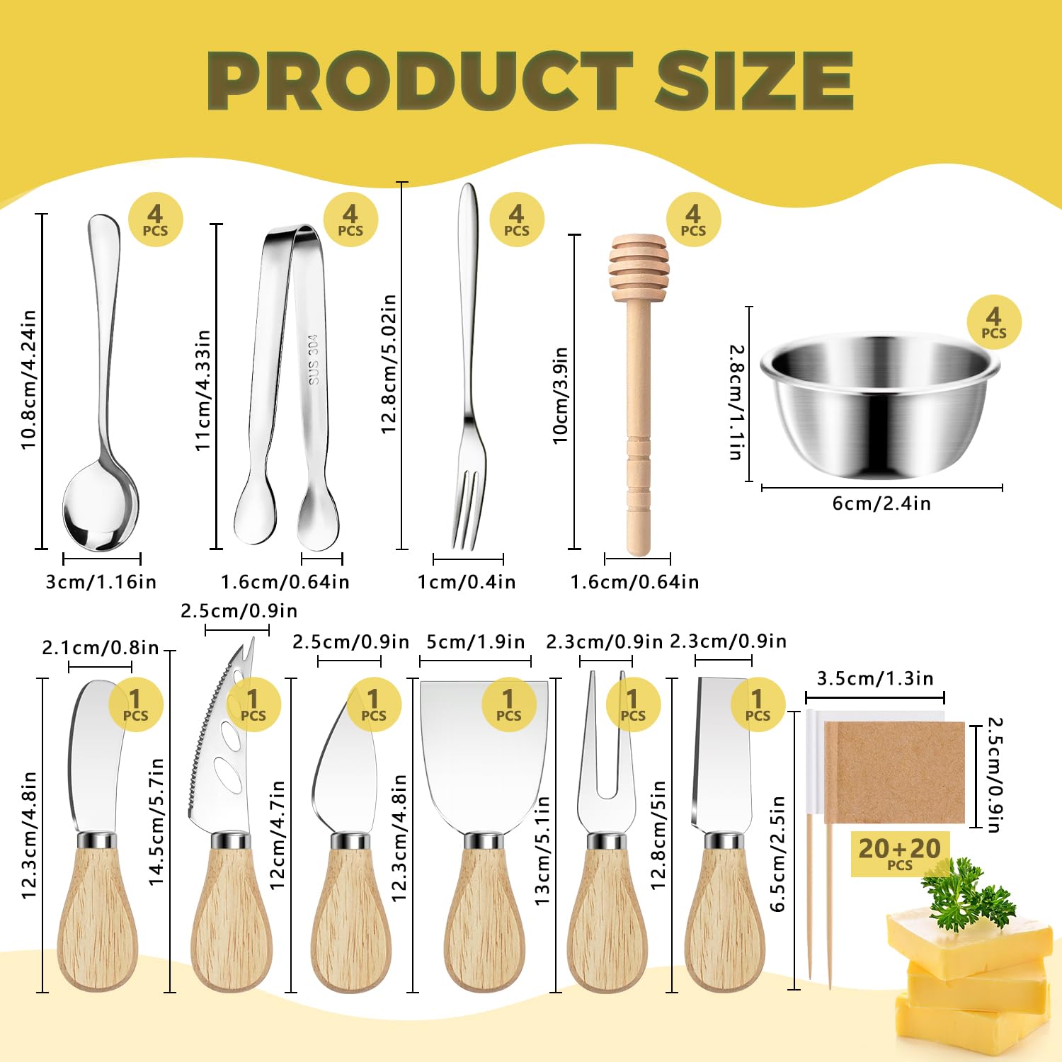 Premium Charcuterie Board Set with Cheese Knives, Serving Tongs, Forks, Spoons & Dipping Bowls - Complete Charcuterie Accessories Kit for Cheese Platters, Party Trays & Entertaining - Perfect for Wine Nights, Bridal Showers & Holiday Gatherings