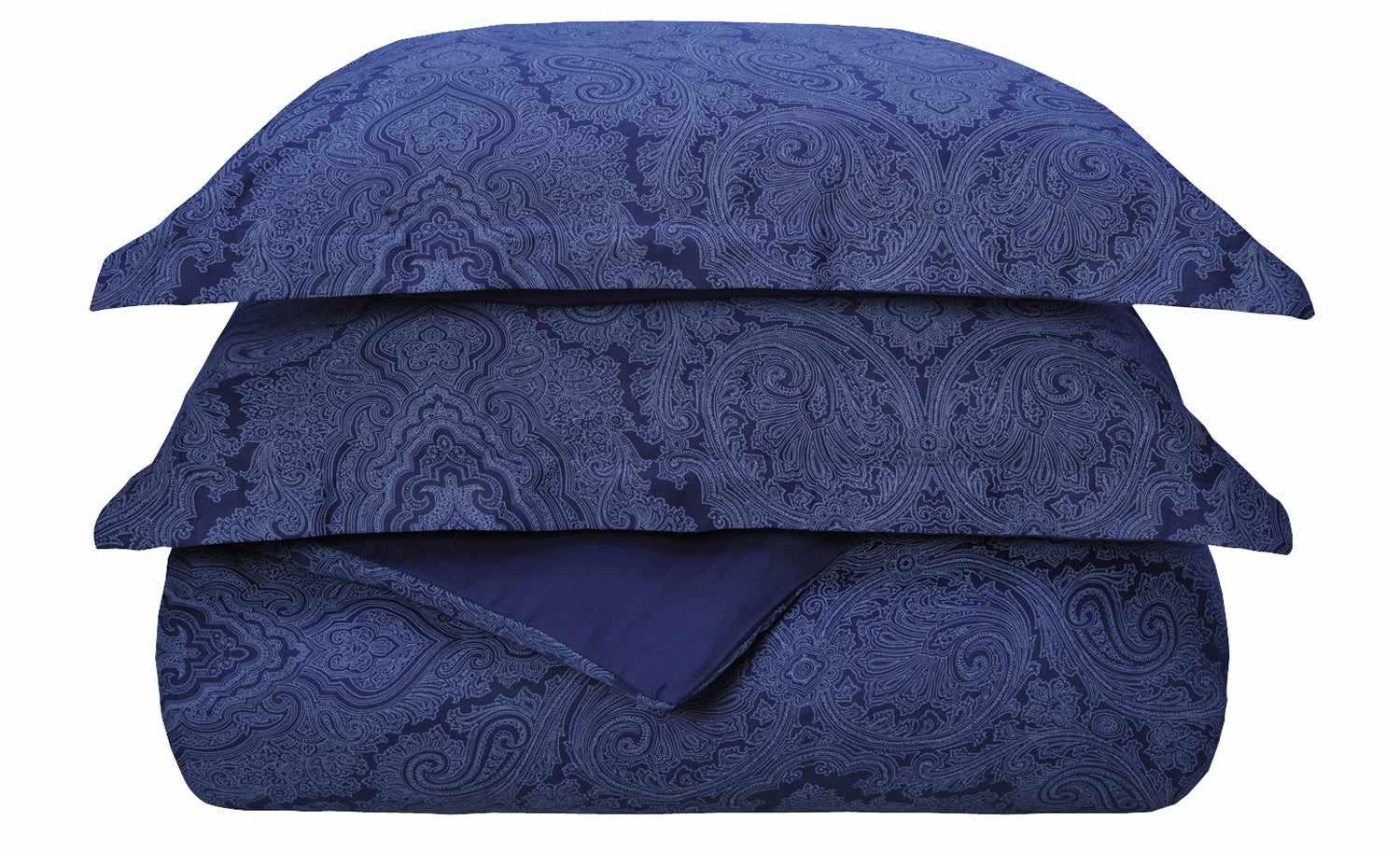 Luxury 600 Thread Count Cotton Blend Italian Paisley Duvet Cover Set - King Size Bedding for Elegant Master Bedroom Decor