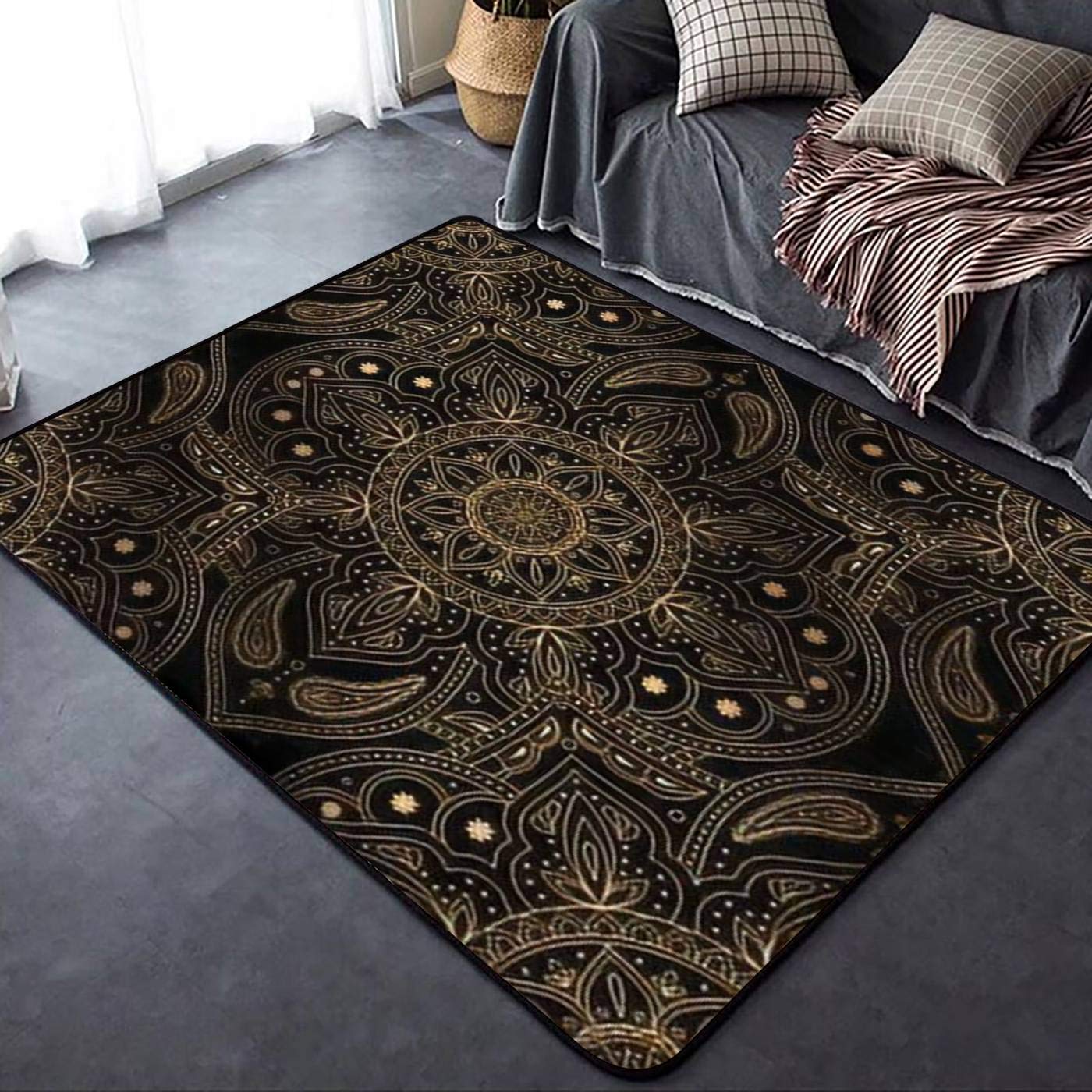 Luxury Oriental Mandala Royal Pattern Seamless Rugs - Soft Non-Slip Indoor/Outdoor Carpet for Living Room, Bedroom, Kids Room | Modern Home Decor, Yoga Mat, Runner & Doormat - Perfect for Boho Decor, Meditation Spaces & Entryways