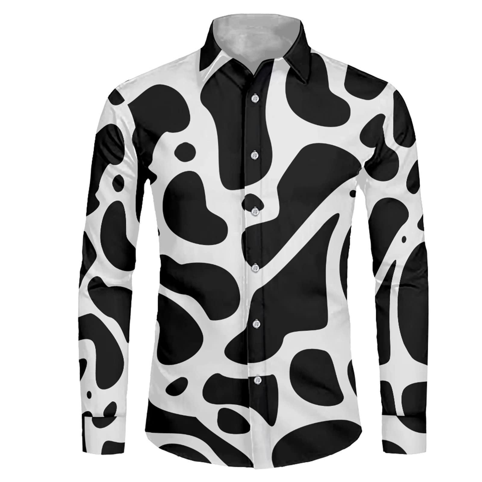 Coloranimal Men's Rainbow Hawaiian Shirts - Long Sleeve Casual Button Down Tee Tops (XS-4XL) | Tropical Vacation Wear, Beach Party Shirts, Summer Aloha Shirts for Men