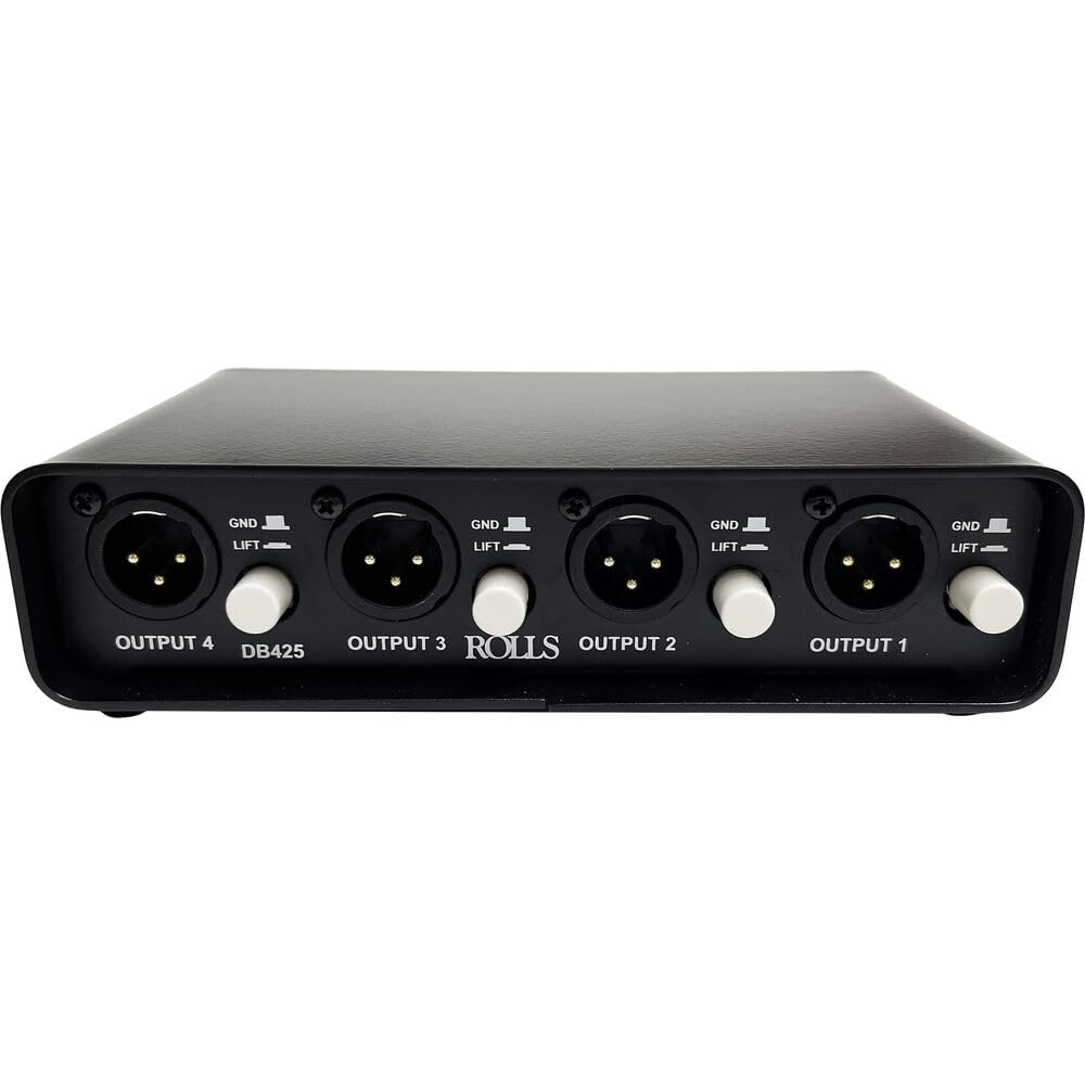 Rolls DB425 Passive 4-Channel Direct Injection Box - Professional Audio Interface for Live Performances, Studio Recording & Podcasting