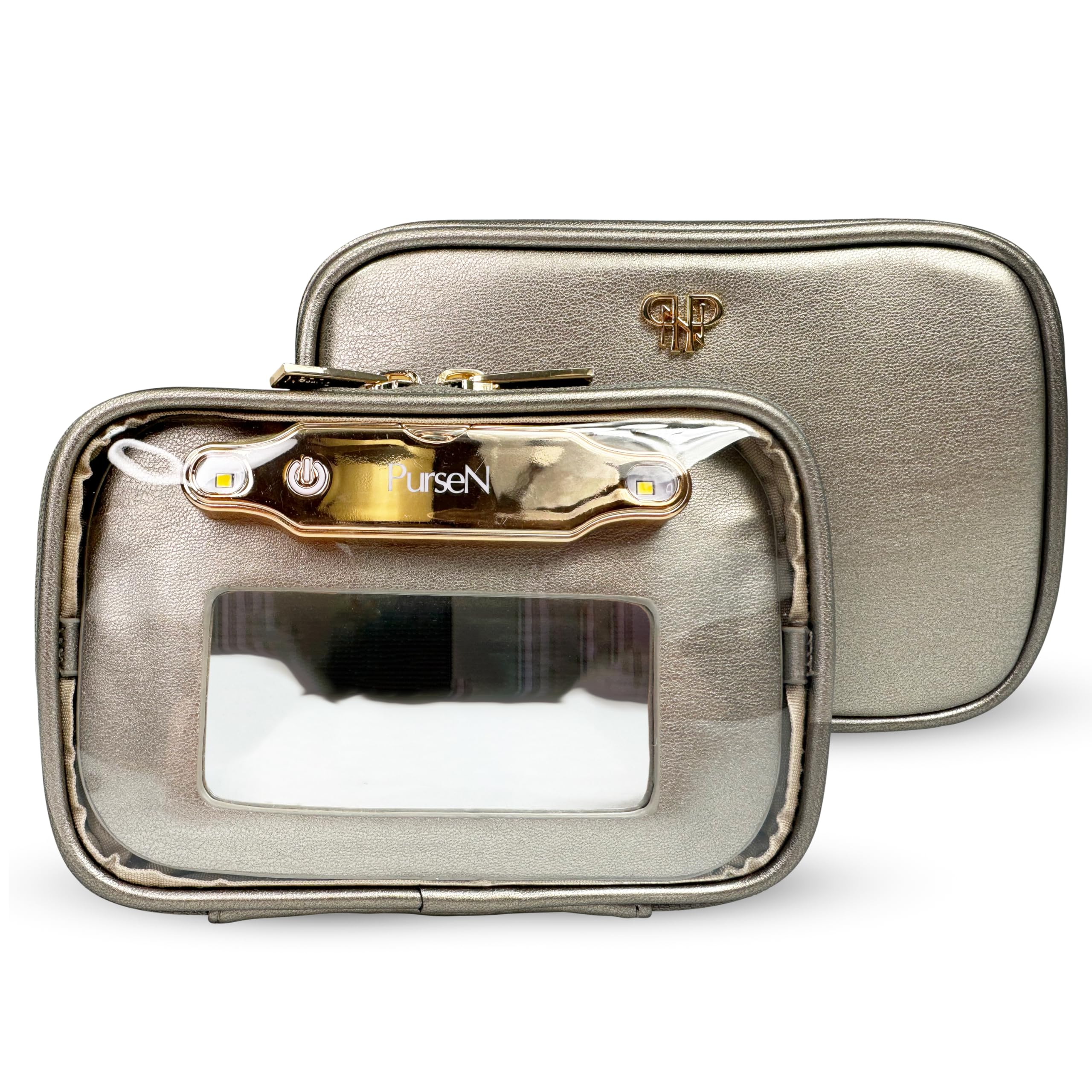 LITTMINI Lighted Makeup Bag - Vegan Leather Travel Organizer with Mirror for Everyday Essentials