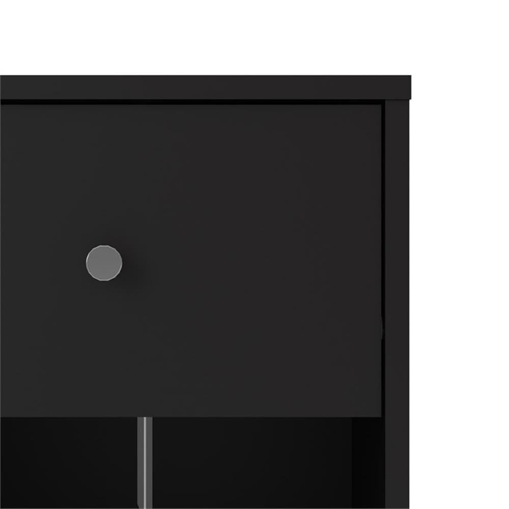 Scandinavian Modern 4-Piece Bedroom Furniture Set with 3-Drawer Chest, 6-Drawer Dresser & Nightstands - Black Finish with Pewter Handles for Contemporary Home Decor | Perfect for Master Bedroom, Guest Room or Apartment Living
